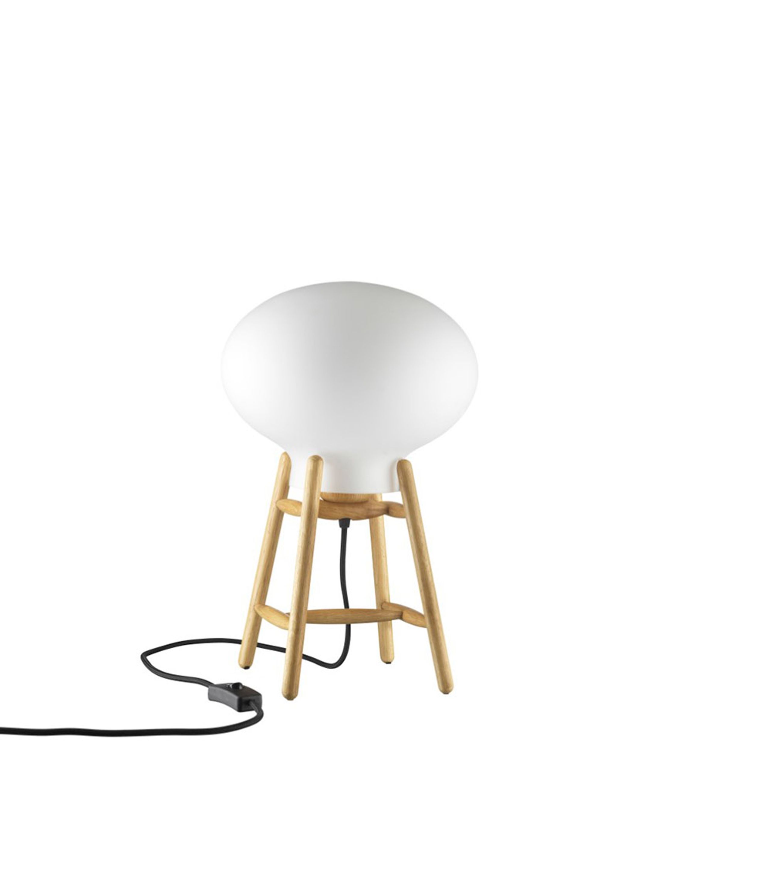 FDB Møbler / Furniture - Bordlampe - U4 - Hiti - Bordlampe - Eg, natur/ Sort ledning/ opalt glas