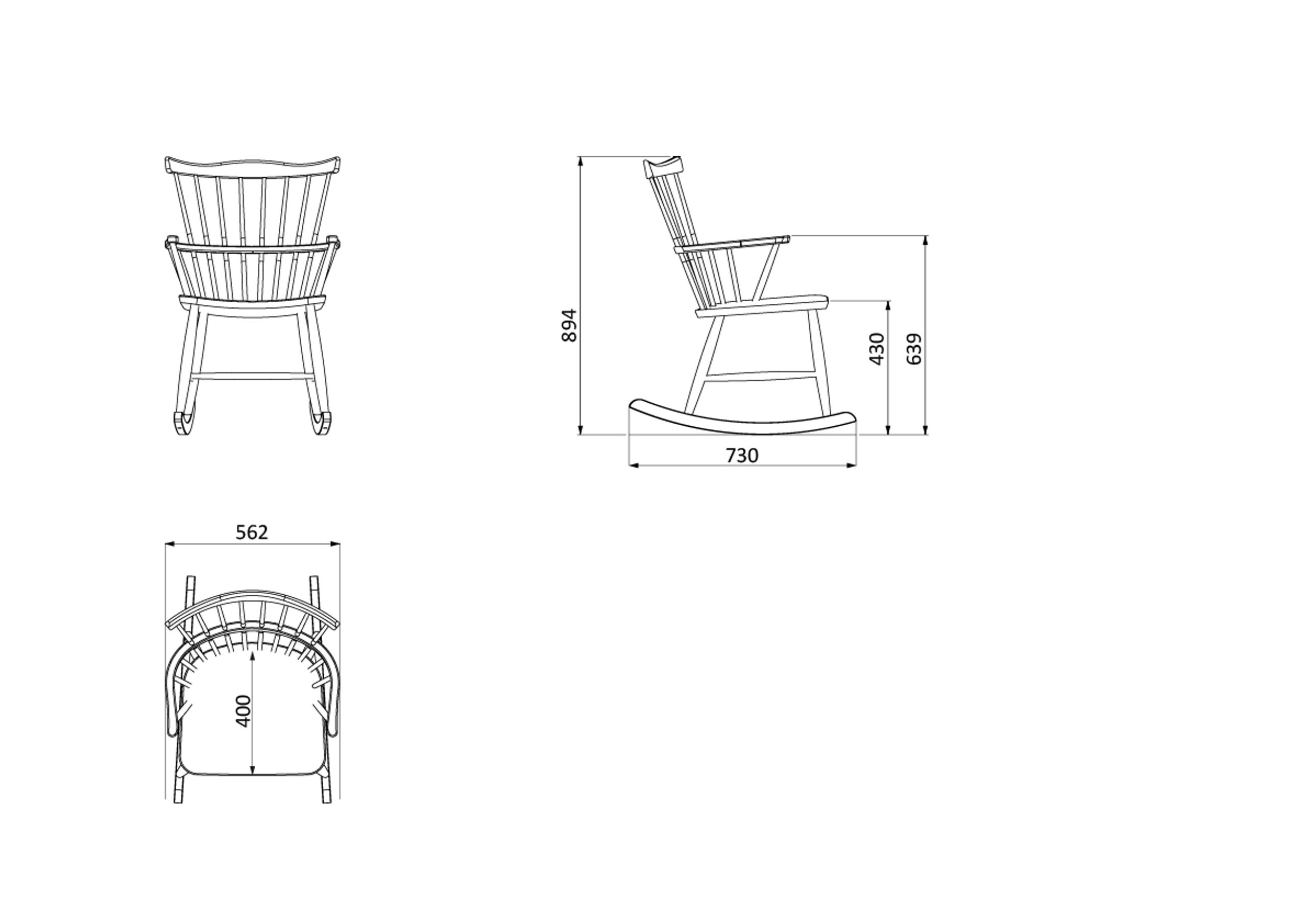 FDB Møbler / Furniture - Rocking Chair - J52G by Børge Mogensen - Beech/Black