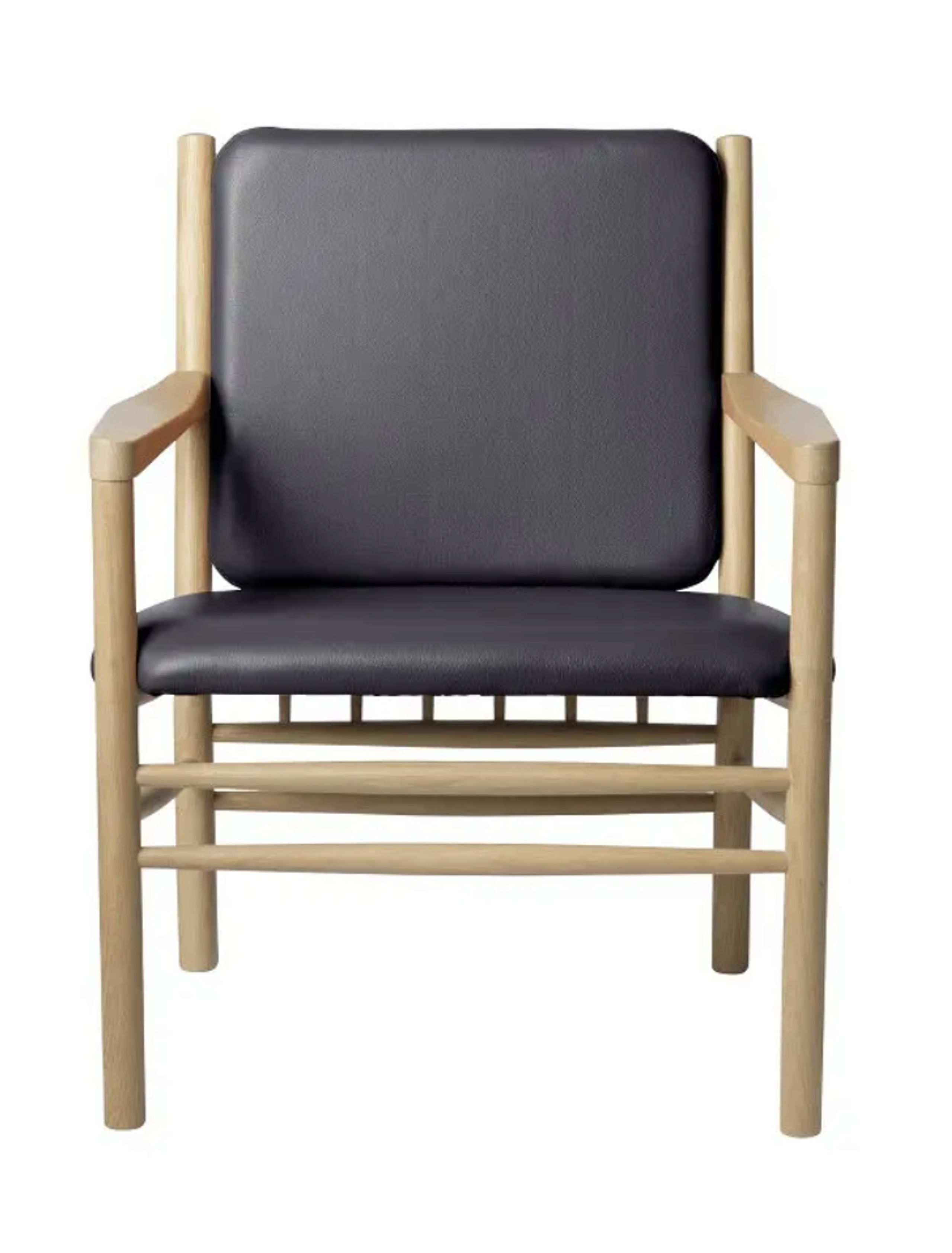 FDB Møbler / Furniture - Poltrona - J147 - Armchair - Eg/Natur/Black leather