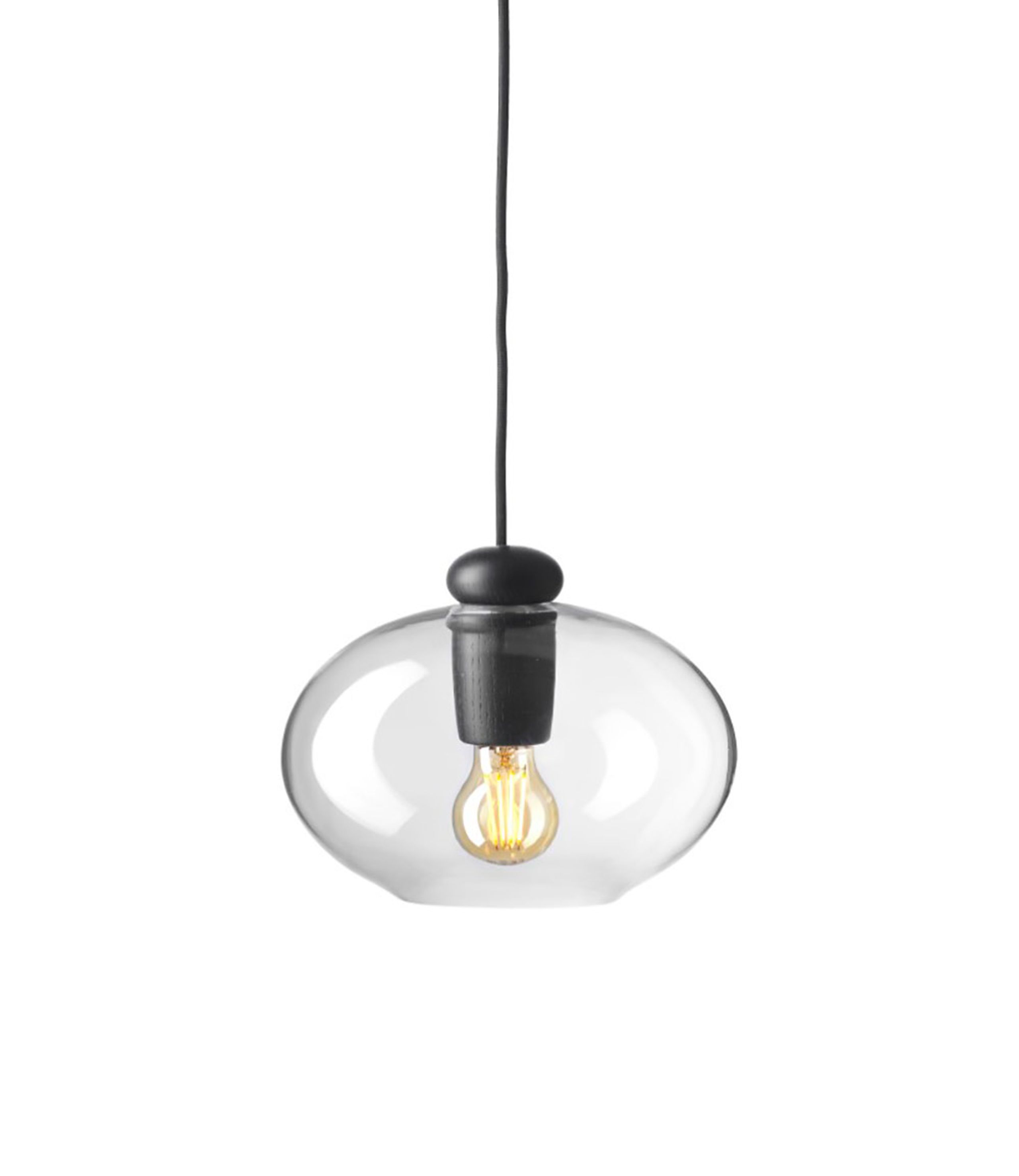 FDB Møbler / Furniture - Pendule - U2 - Hiti - Oak, black / black cord / clear glass