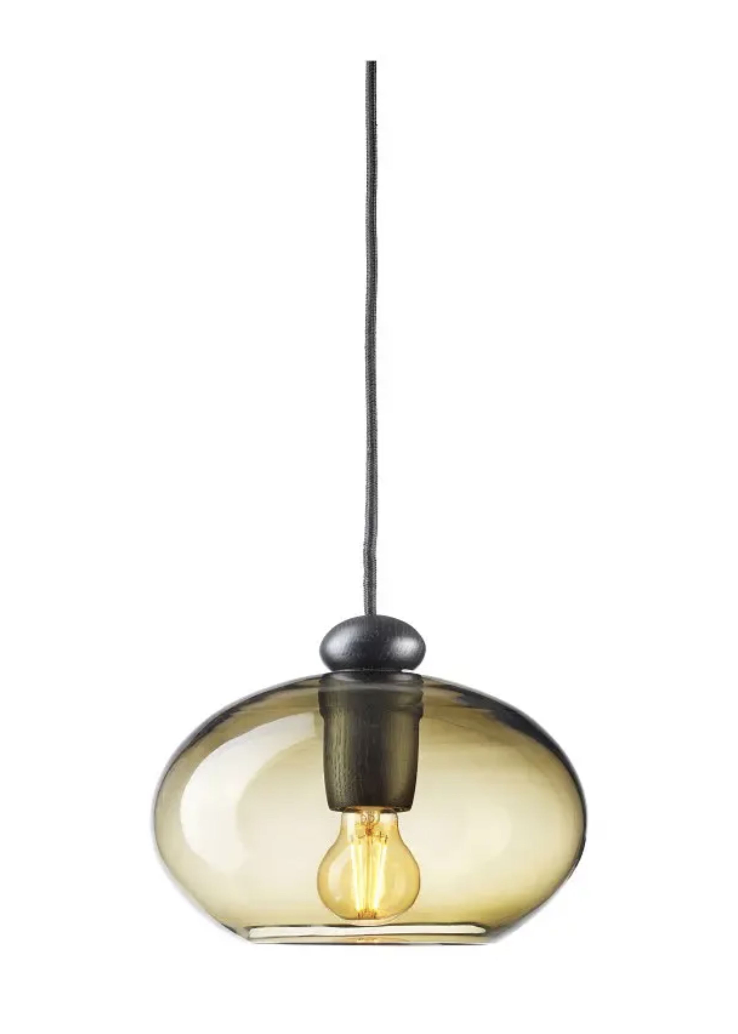 FDB Møbler / Furniture - Pendel - U2 - Hiti - Pendel - Eg, sort / Sort ledning/ Kobberfarvet glas