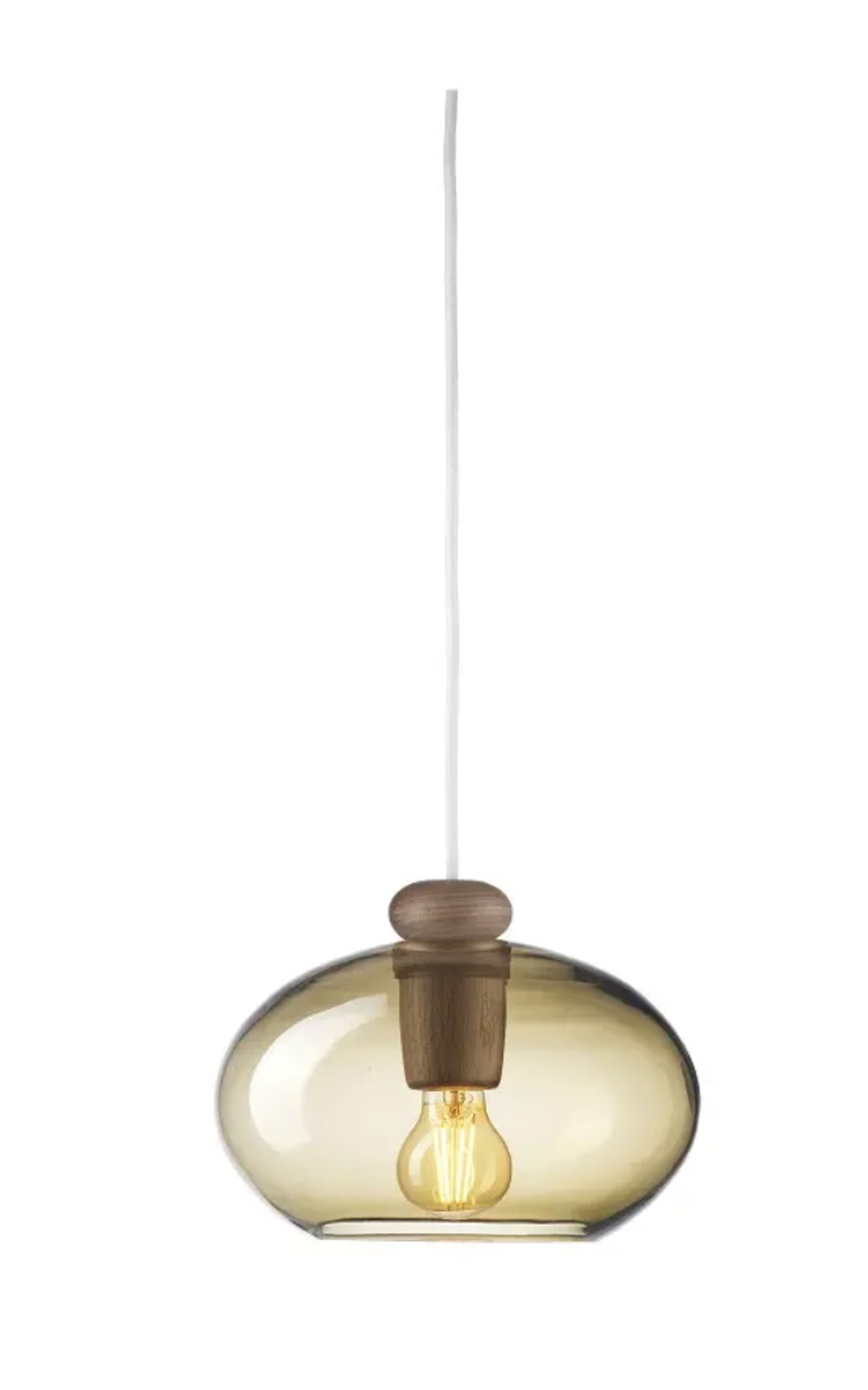 FDB Møbler / Furniture - Závěsné svítidlo - U2 - Hiti - Valnød / Hvid ledning/ Kobberfarvet glas