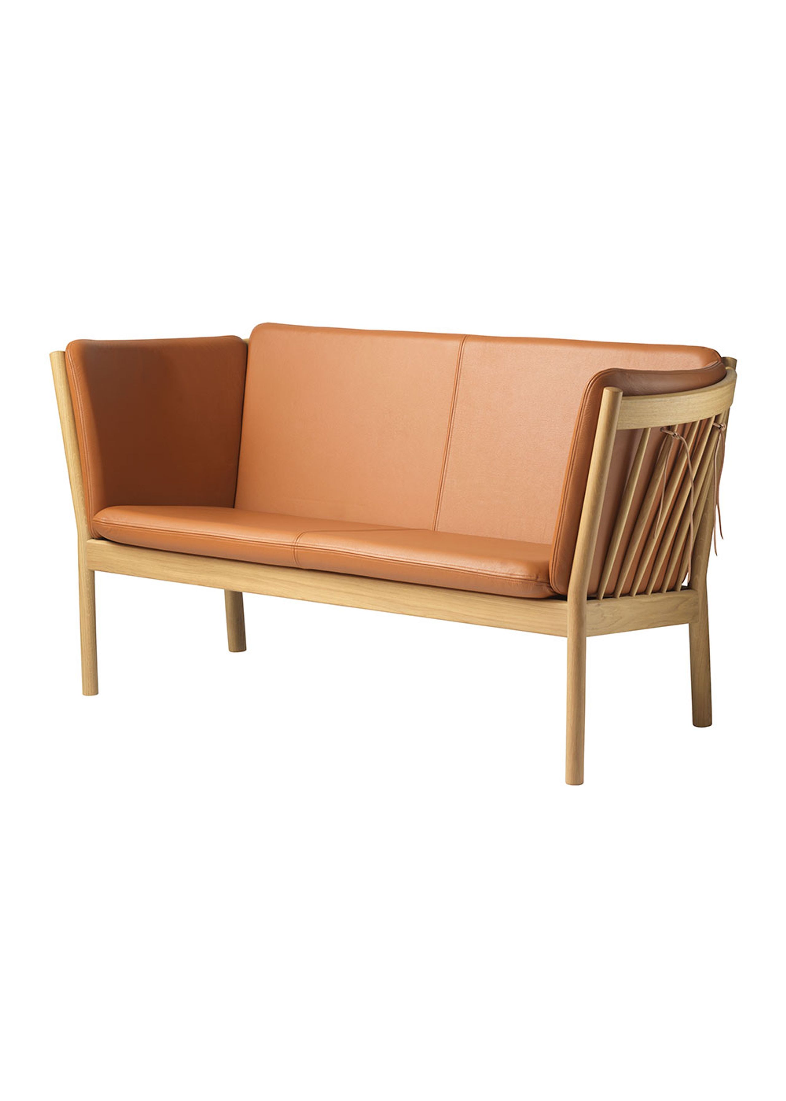 FDB Møbler / Furniture - Couch - J148 2 pers by Erik Ole Jørgensen - Eg, Natur, Lakeret / Cognac Læder