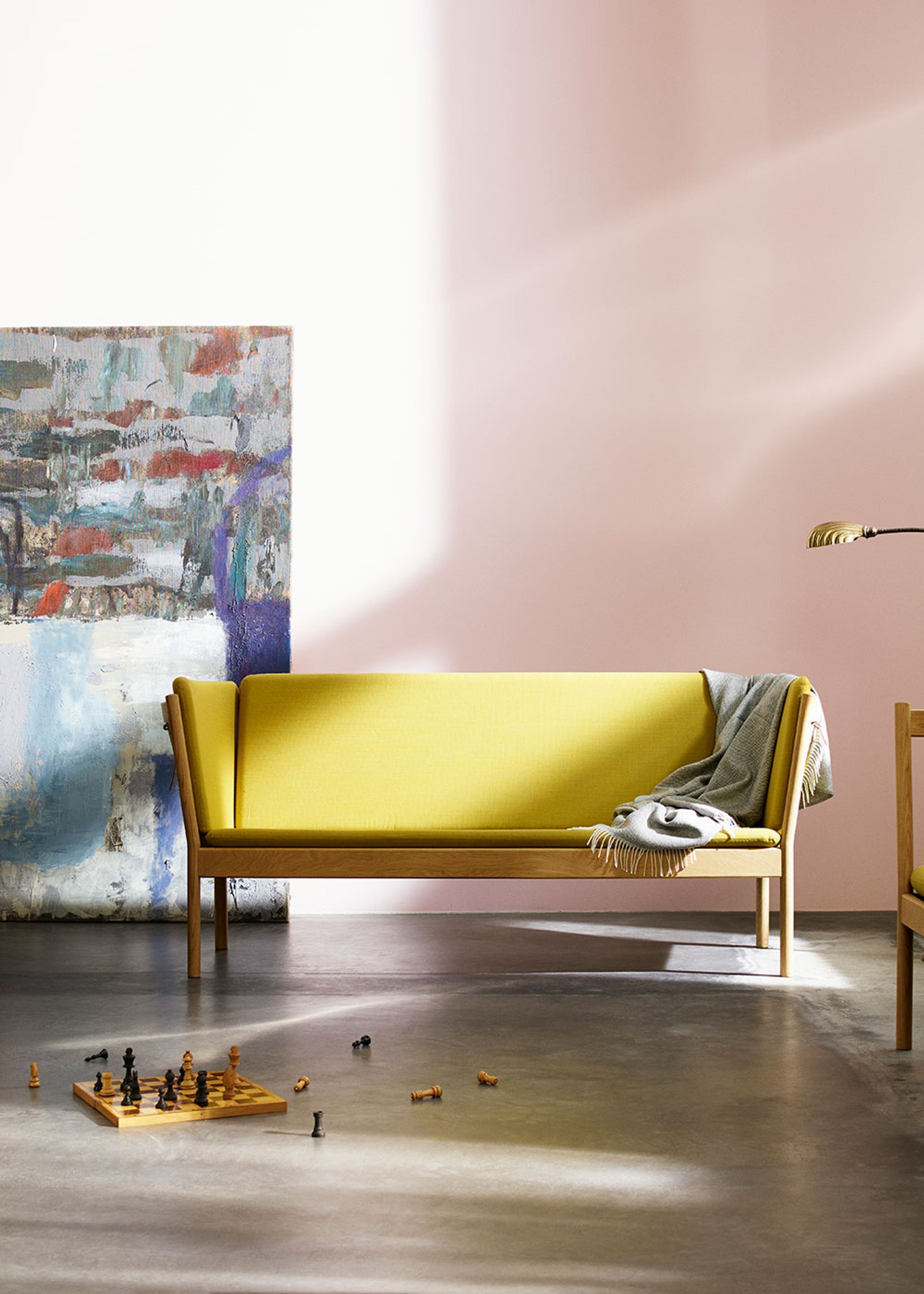 FDB Møbler / Furniture - Couch - J148 2 pers by Erik Ole Jørgensen - Eg, Natur, Lakeret / Cognac Læder