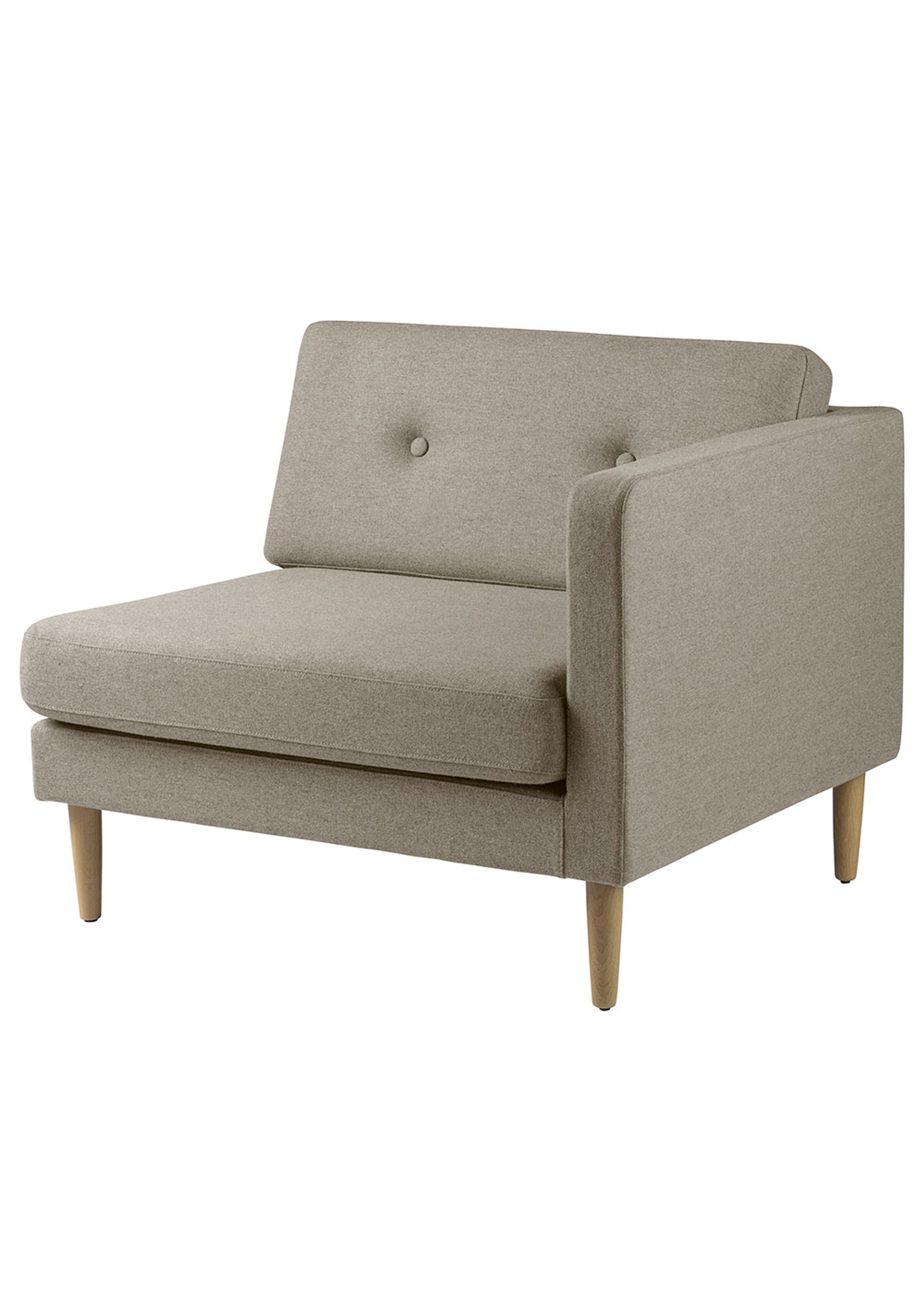 FDB Møbler / Furniture - Sofá - L42 - Firhøj, Right Module - Eg - Beige (Upminster), Main Line Flax