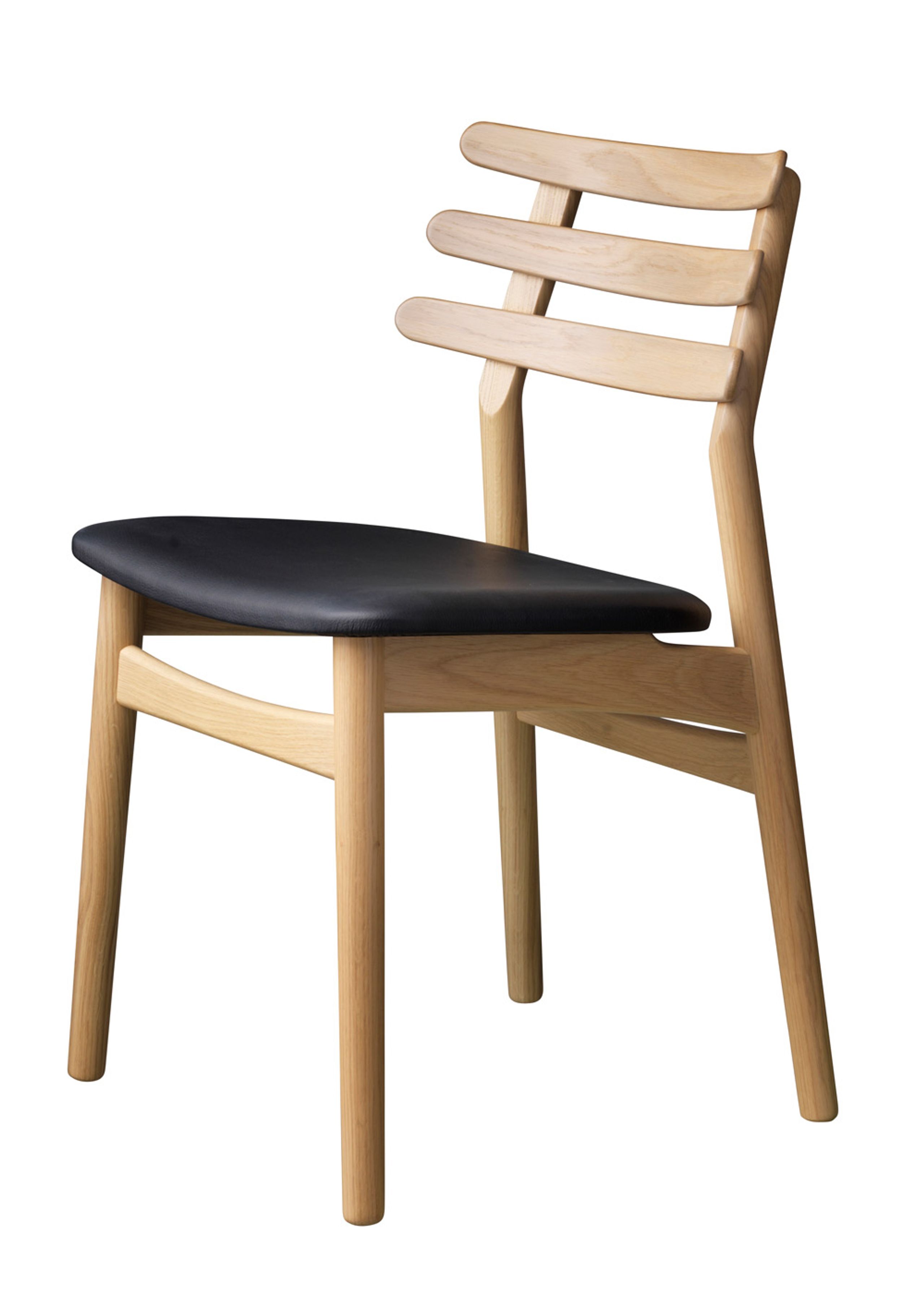 FDB Møbler / Furniture - Stuhl - J48 by Poul M. Volther - Oak / Black leather