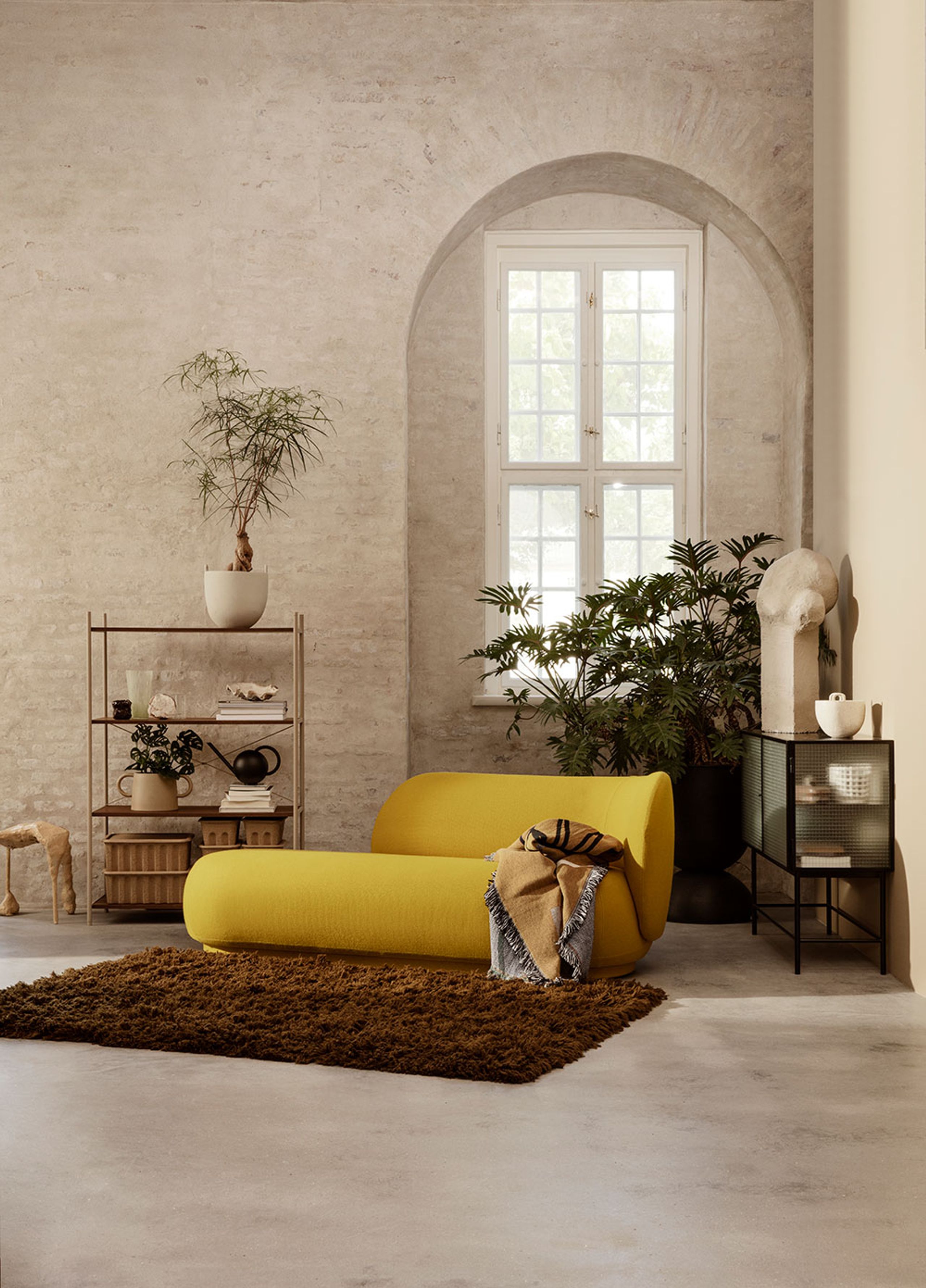 Ferm Living - Canapé 3 personnes - Rico Divan R - Faded Velvet - 16 Sand