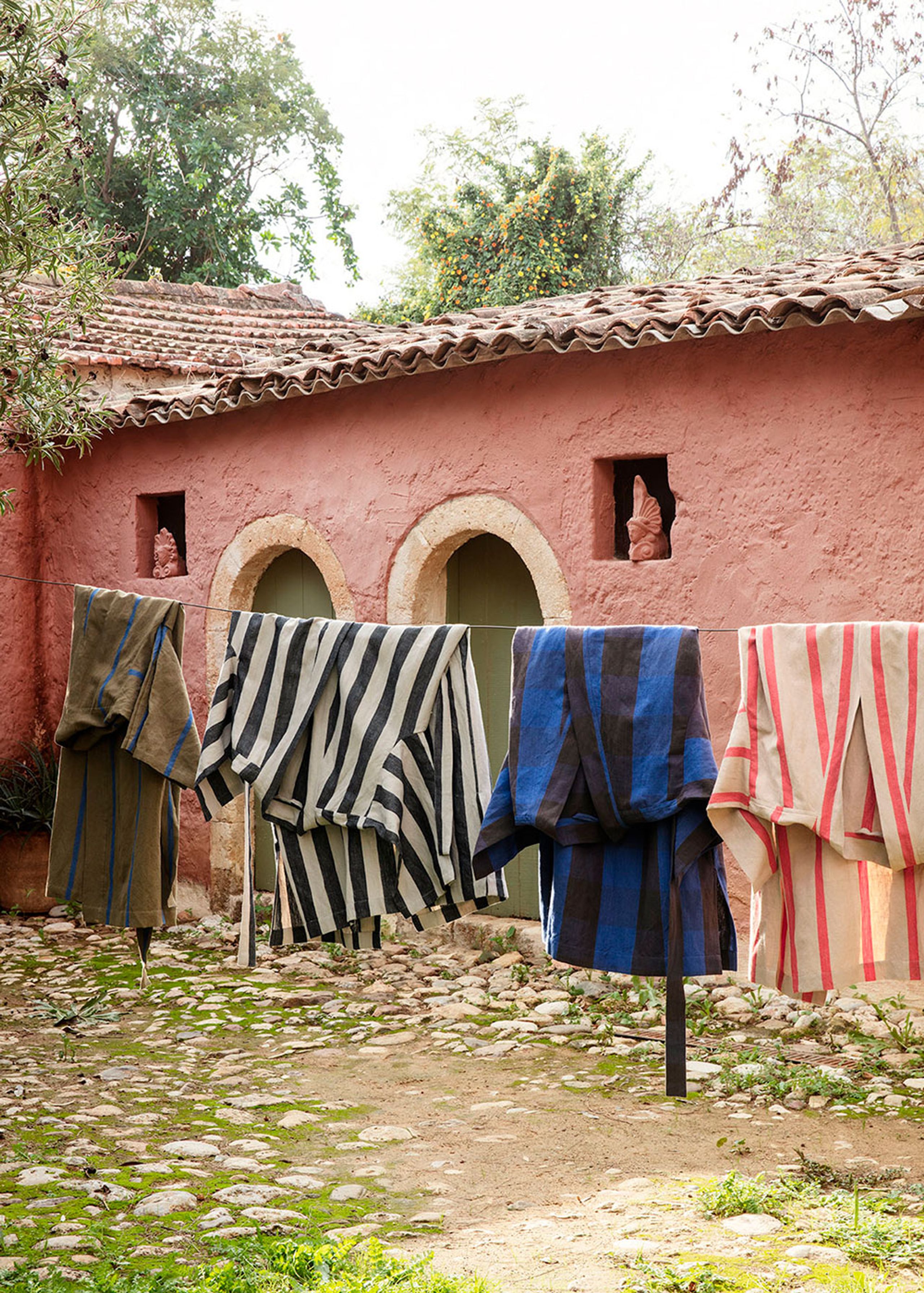 Ferm Living - Peignoir de bain - Field Robe - Camel/Red