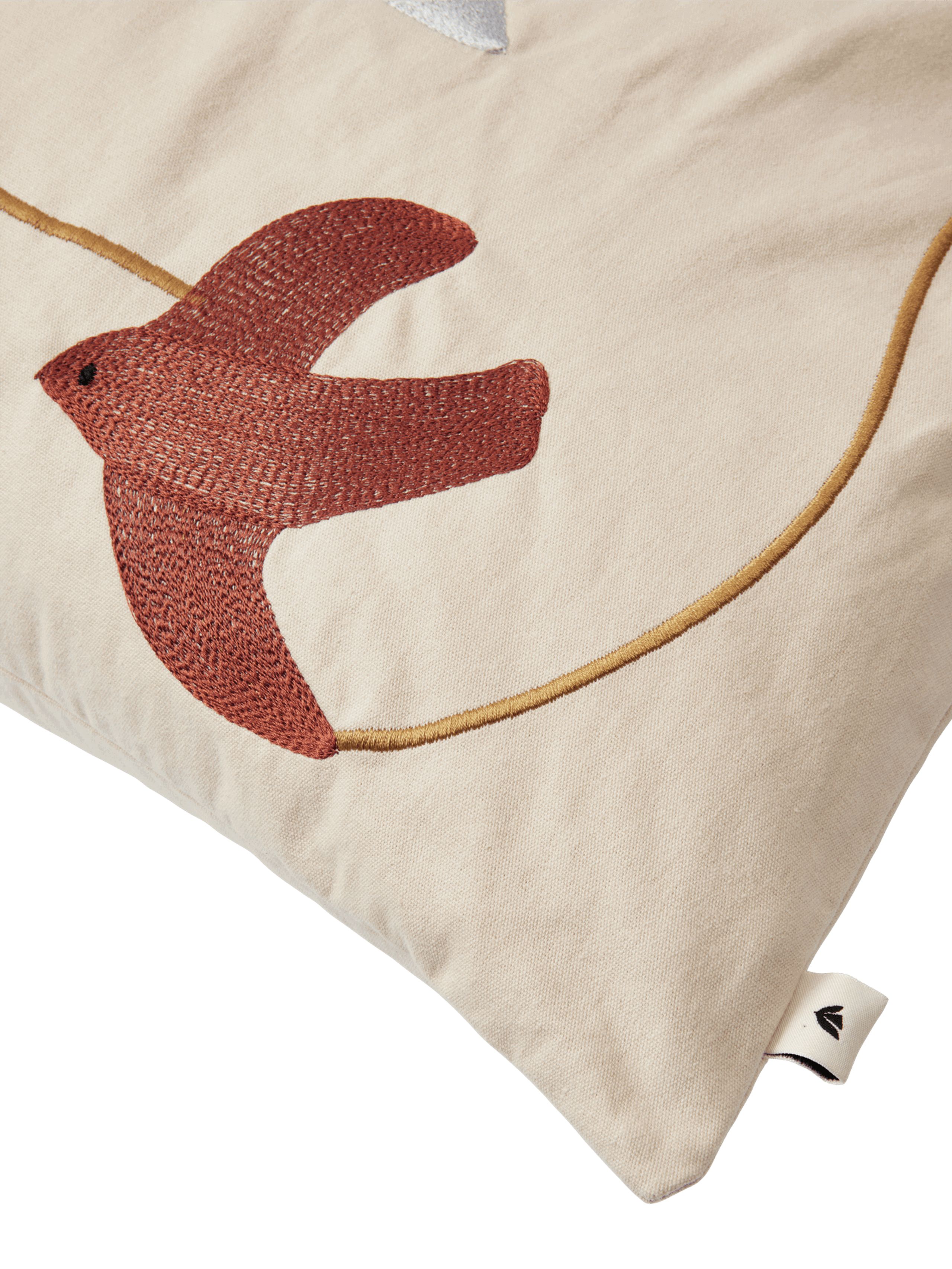 Ferm Living - Kopfkissen für Kinder - Swif Bird Embroidered Cushion - Multi