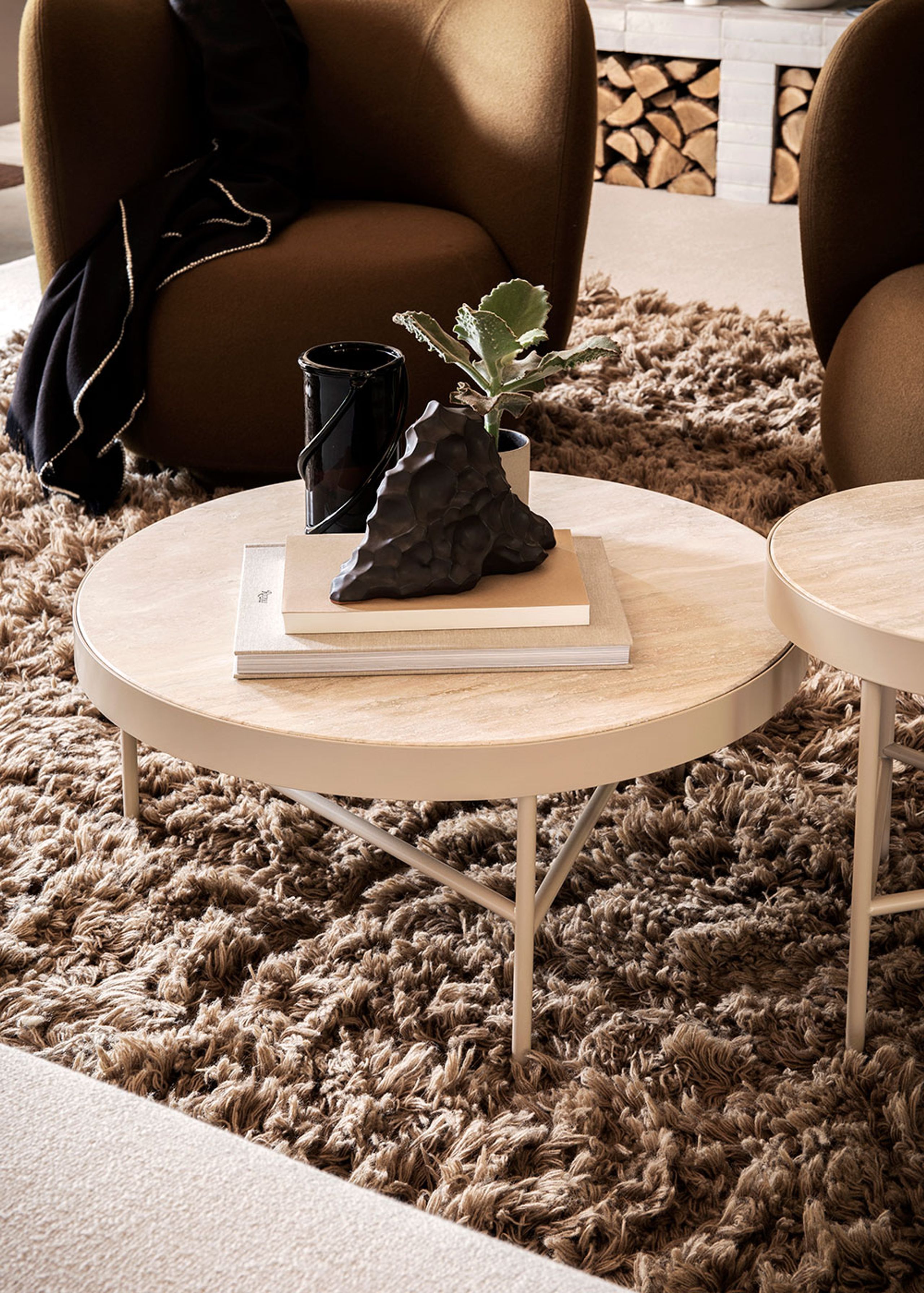 Ferm Living - Table - Travertine Bord - Large - Cashmere