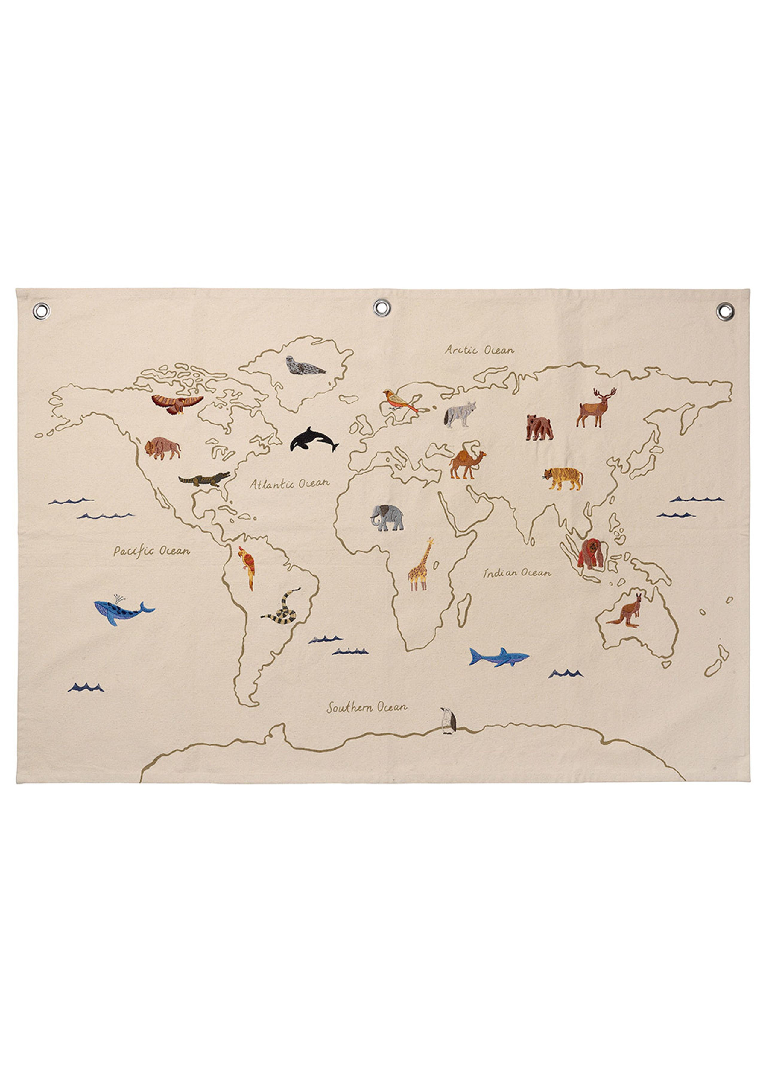 Ferm Living - Decoration - The World Textile Map - Offwhite