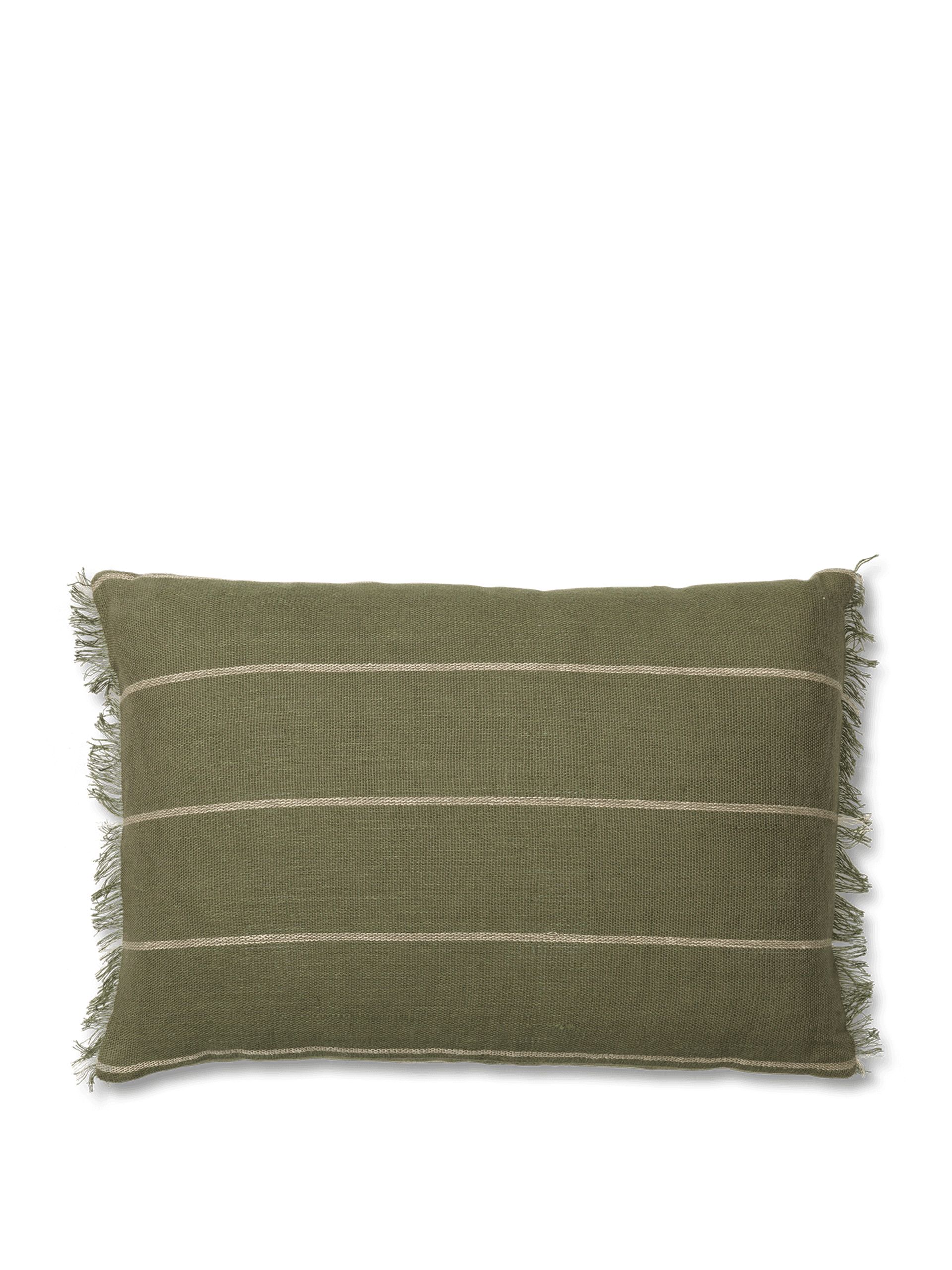 Ferm Living - - Calm Cushion Cover - Calm Cushion Cover - Rect. - Olive/Off-white