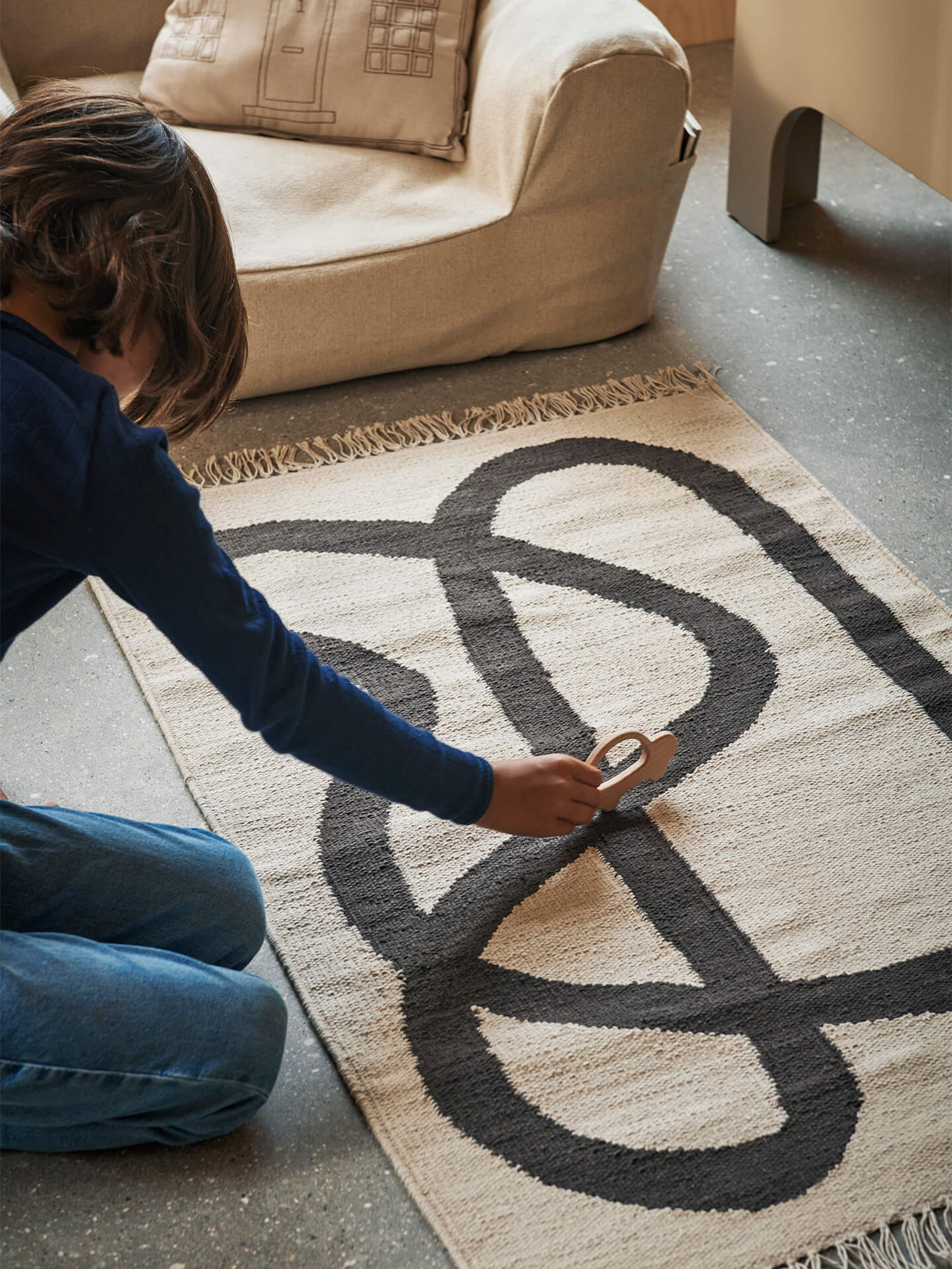 Ferm Living - Dětský koberec - Lane Rug - Lane Rug - Off-white/Chocolate