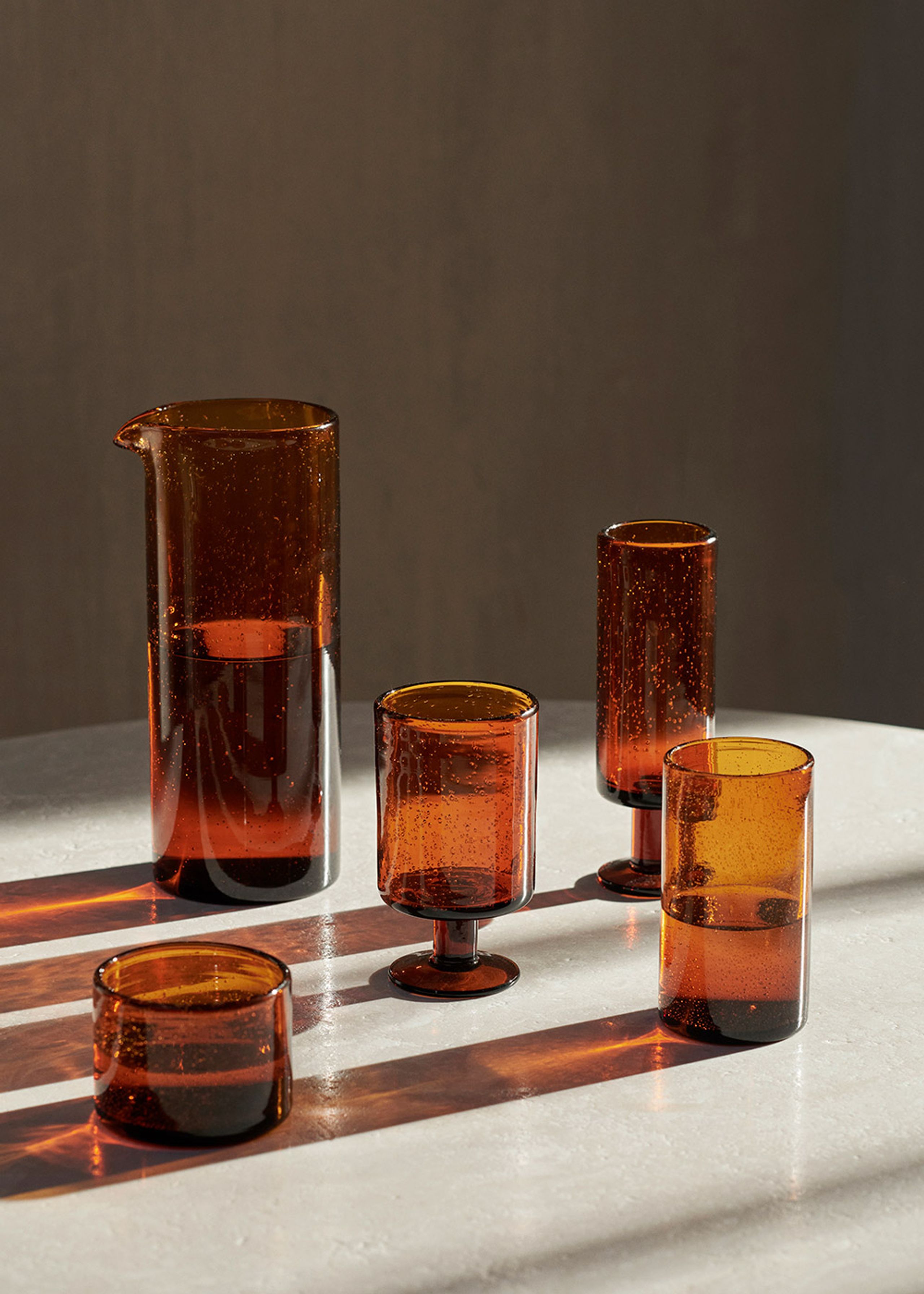 Ferm Living - Lasi - Oli Water Glass - Amber - Low