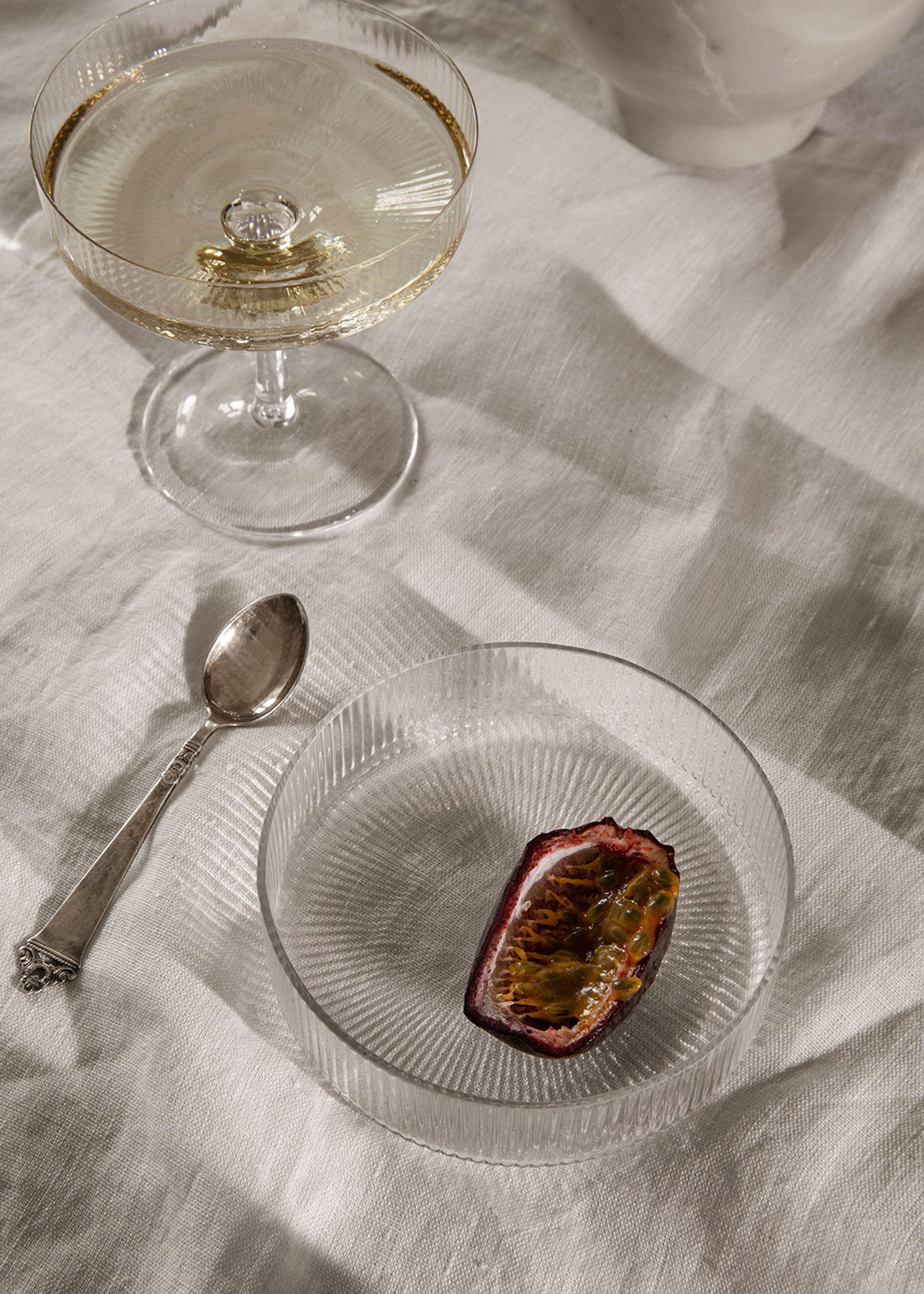 Ferm Living - Glass - Ripple Champagne Saucer (Set of 2) - Smoked Grey