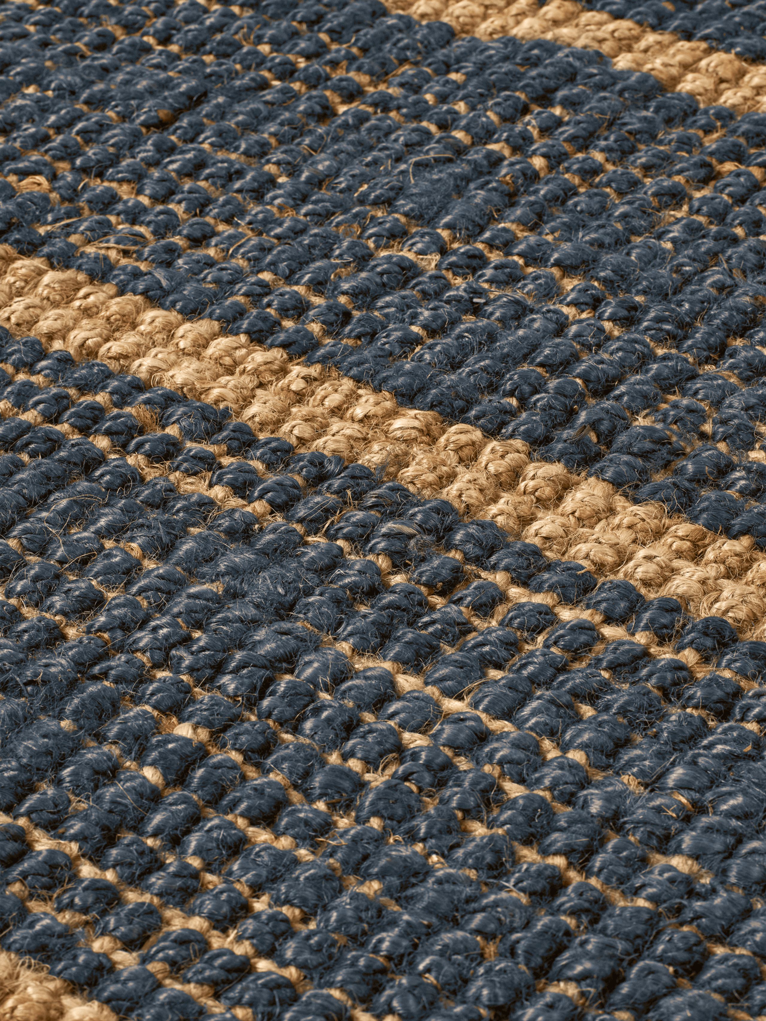 Ferm Living - Rug - Athens Stripes Rug - 140 x 200 - Natural/Ink Blue