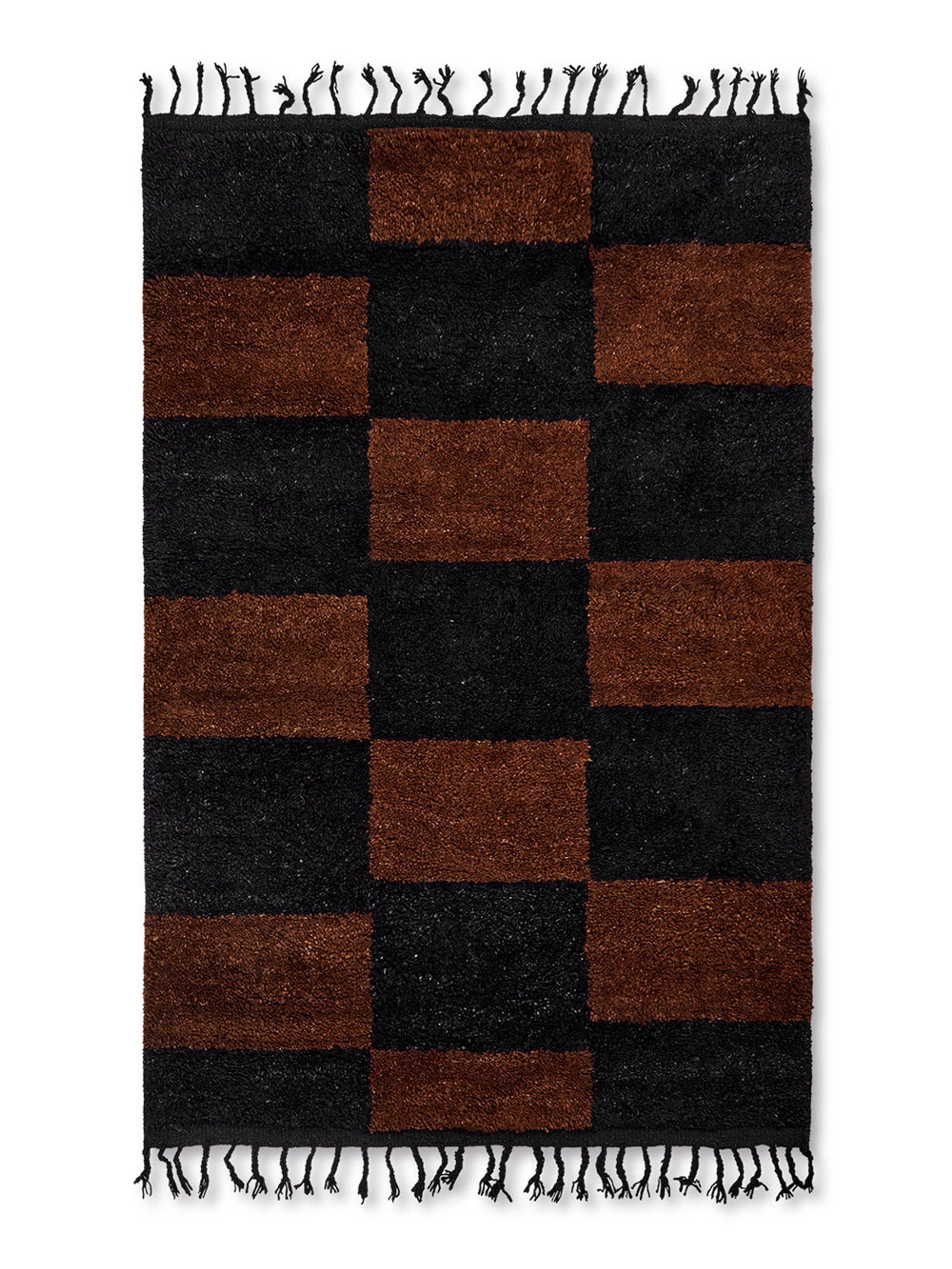 Ferm Living - Dywanik - Mara Knotted Rug - Black/Chocolate
