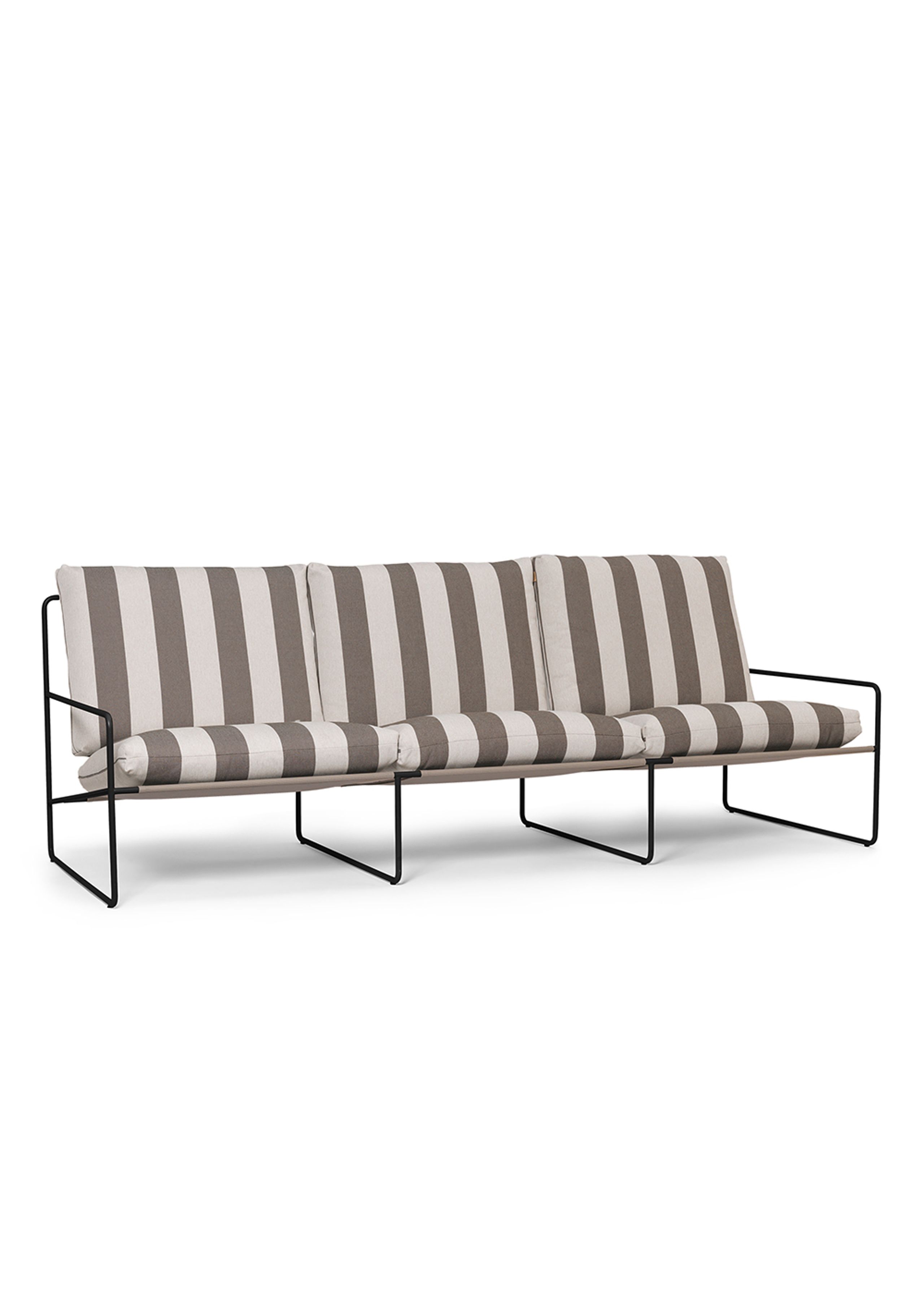 Ferm Living - Puutarha sohva - Desert 3-seater - Stripe - Black/Chocolate