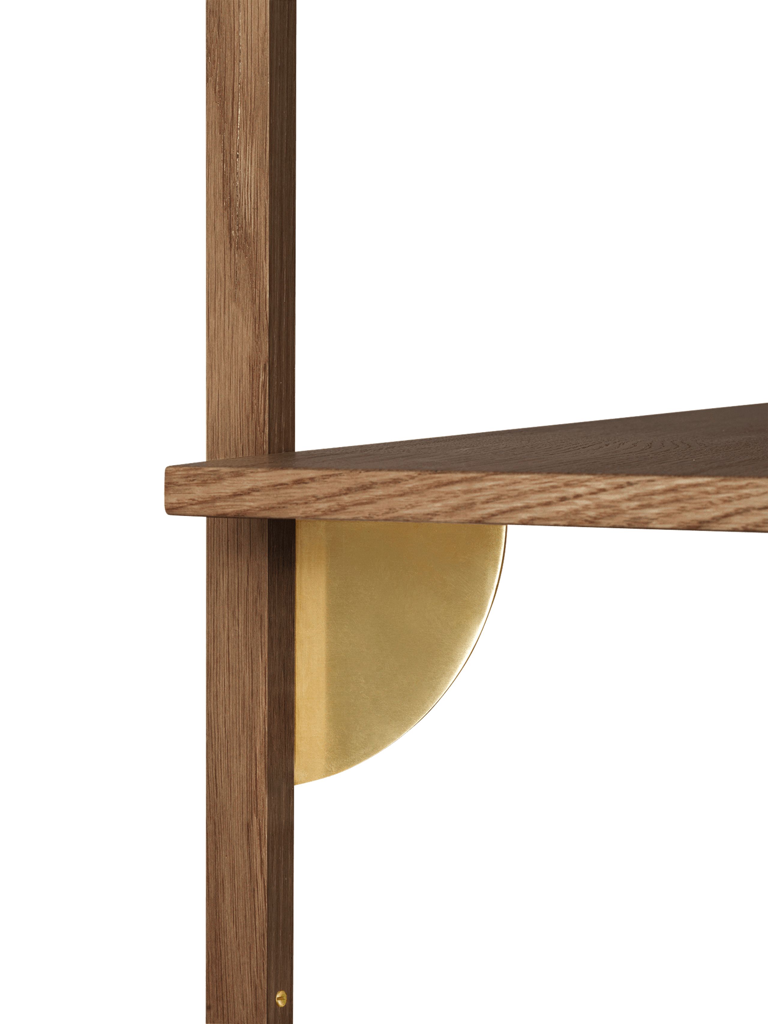 Ferm Living - Policová deska - Sector Shelf - Smoked Oak/Brass- T/W