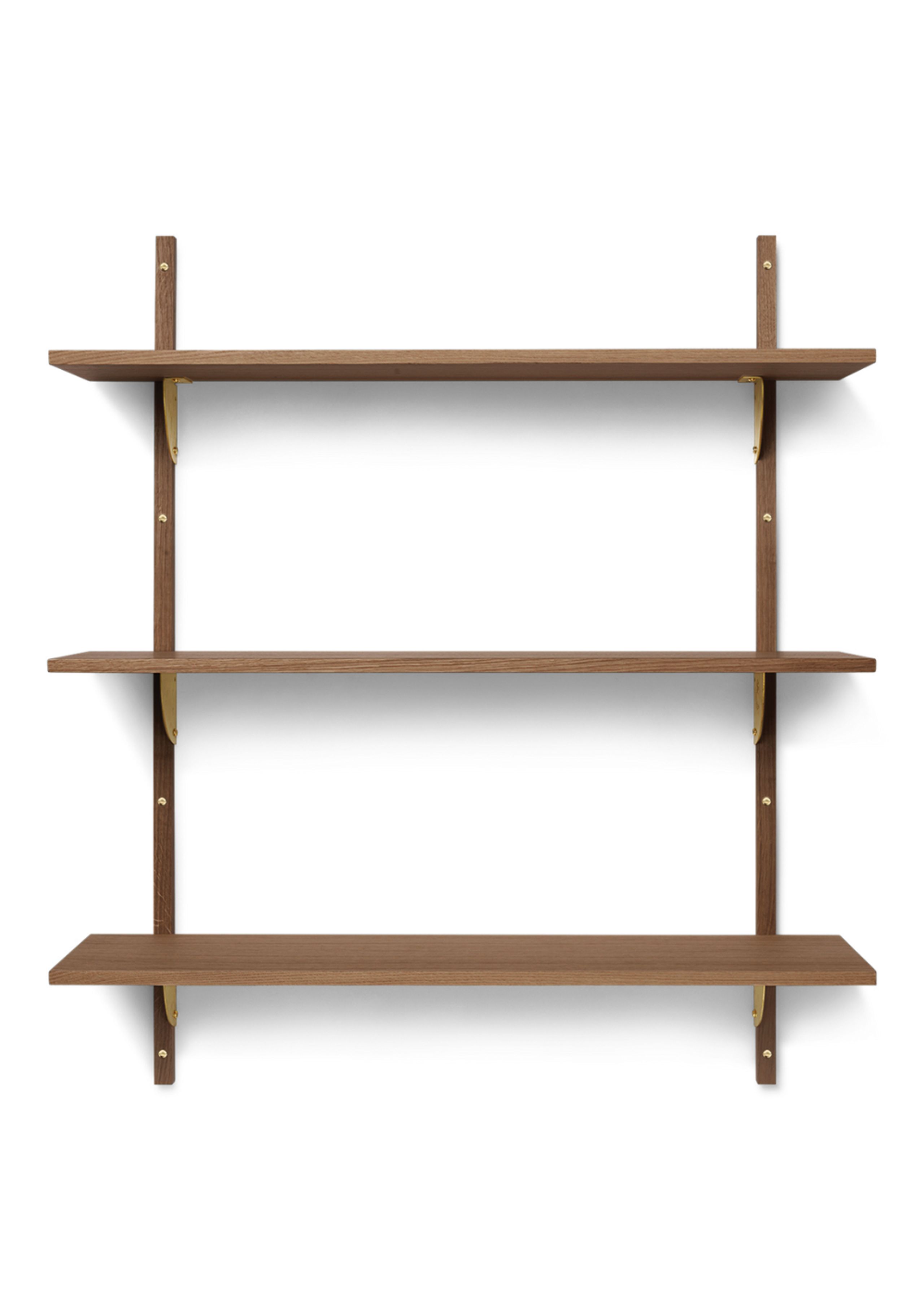 Ferm Living - Policová deska - Sector Shelf - Smoked Oak/Brass- T/W