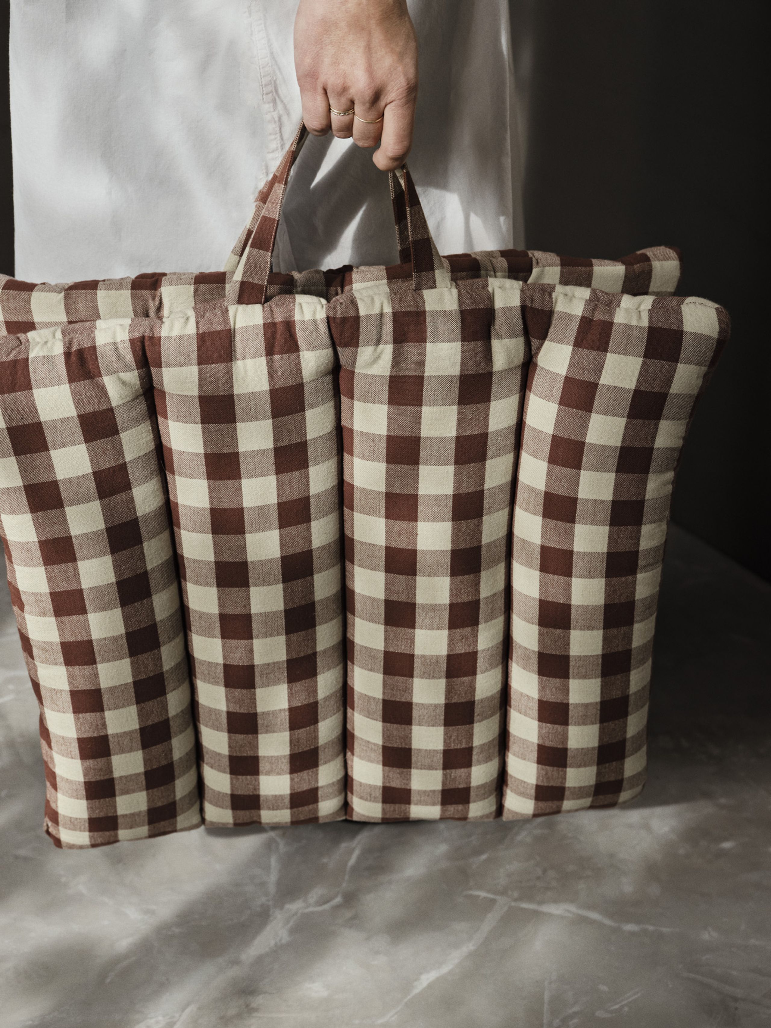 Ferm Living - Stolsdyna - Bothy Check Folding Mat - Cinnamon/Green