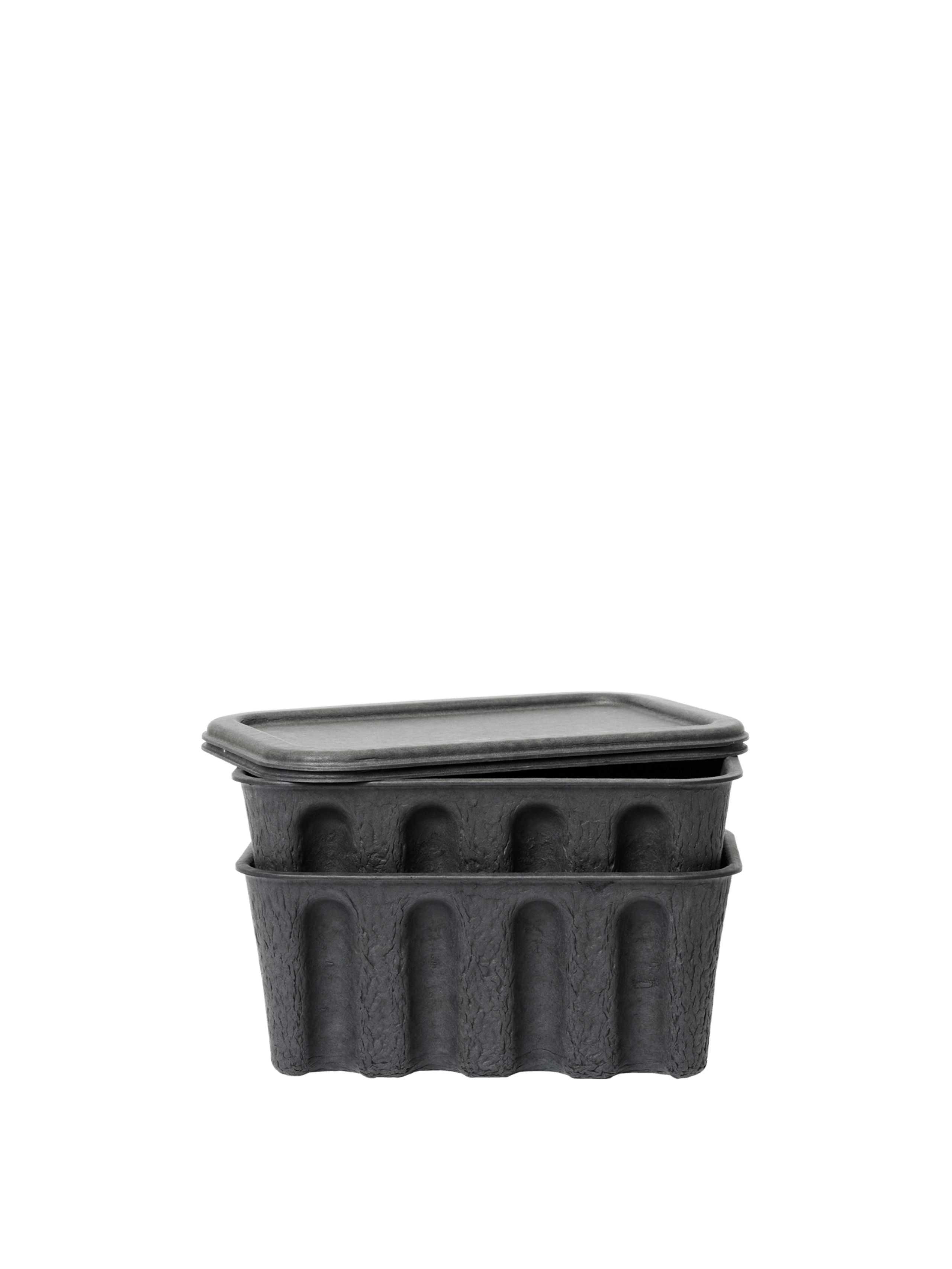 Ferm Living - Boxes - Paper Pulp Box - Set of 2 - Charcoal - Small