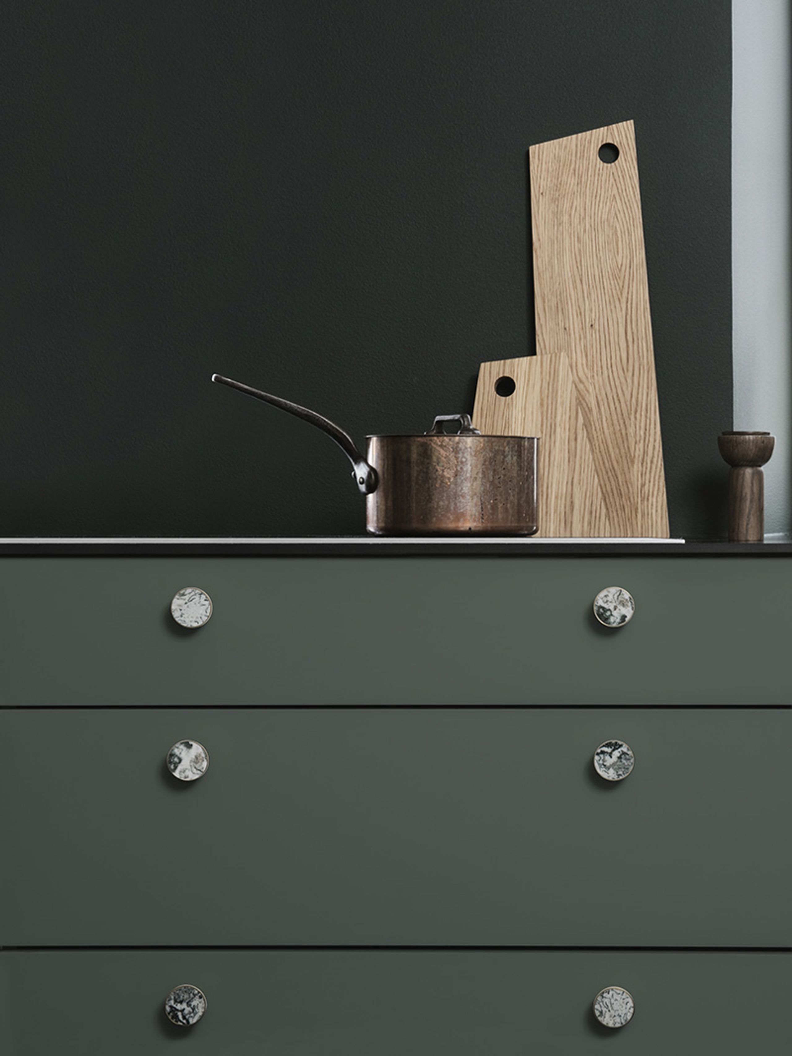 Ferm Living - Cintres - Brass Hooks - Brass/Agate Moss Large