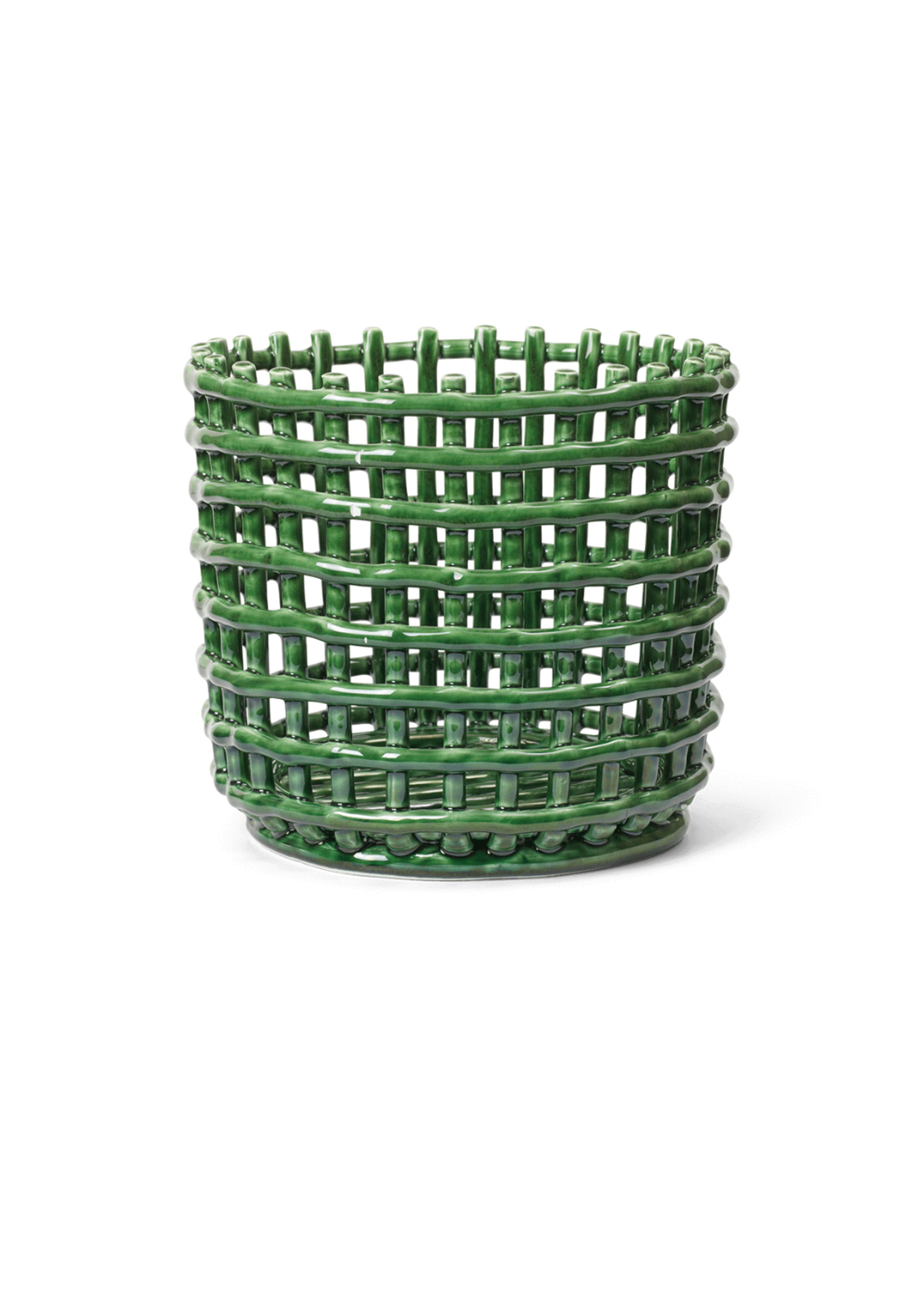 Ferm Living - Košík - Ceramic Basket - Large - Emerald Green