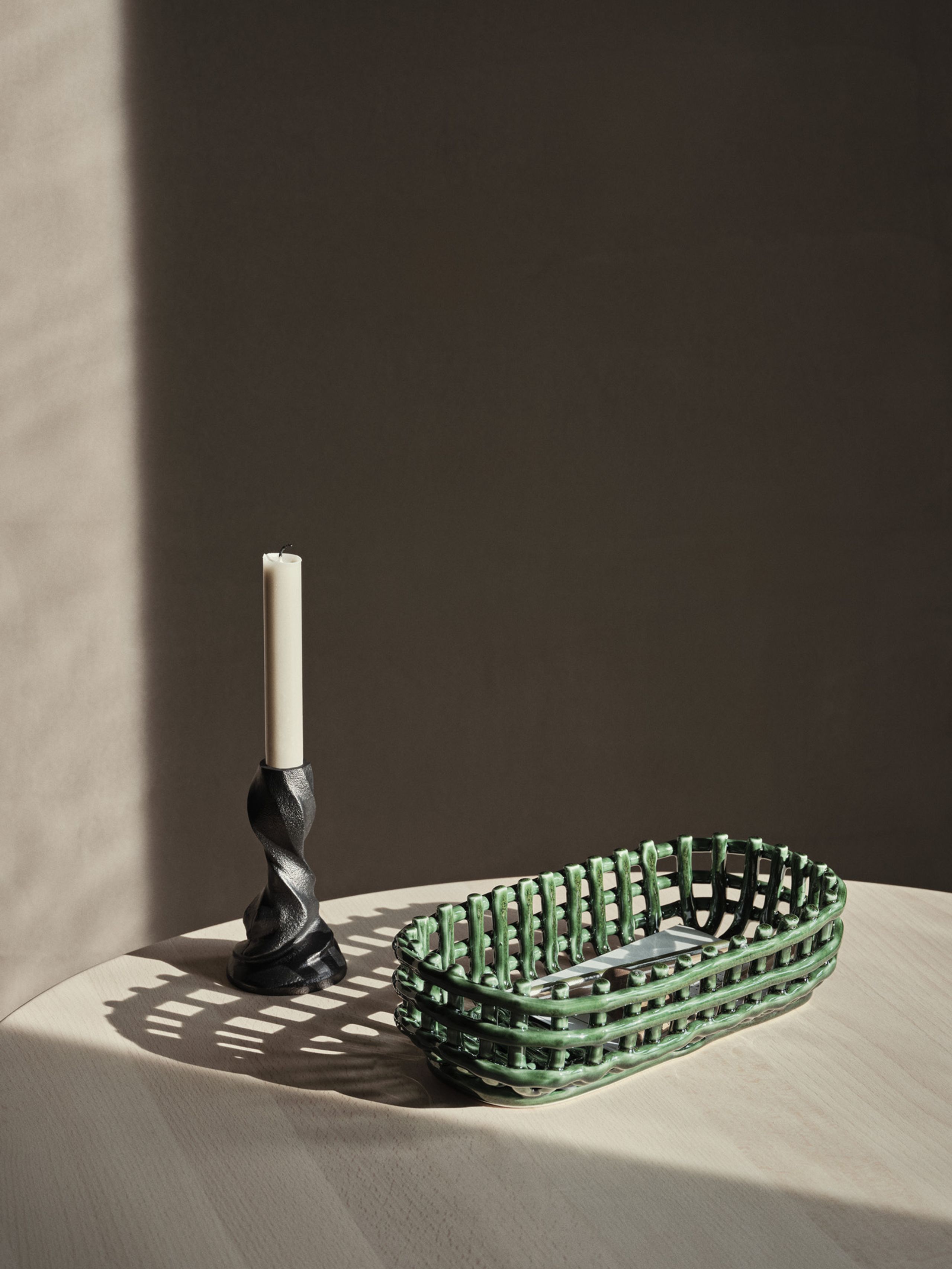 Ferm Living - Basket - Ceramic Basket - Oval - Emerald Green