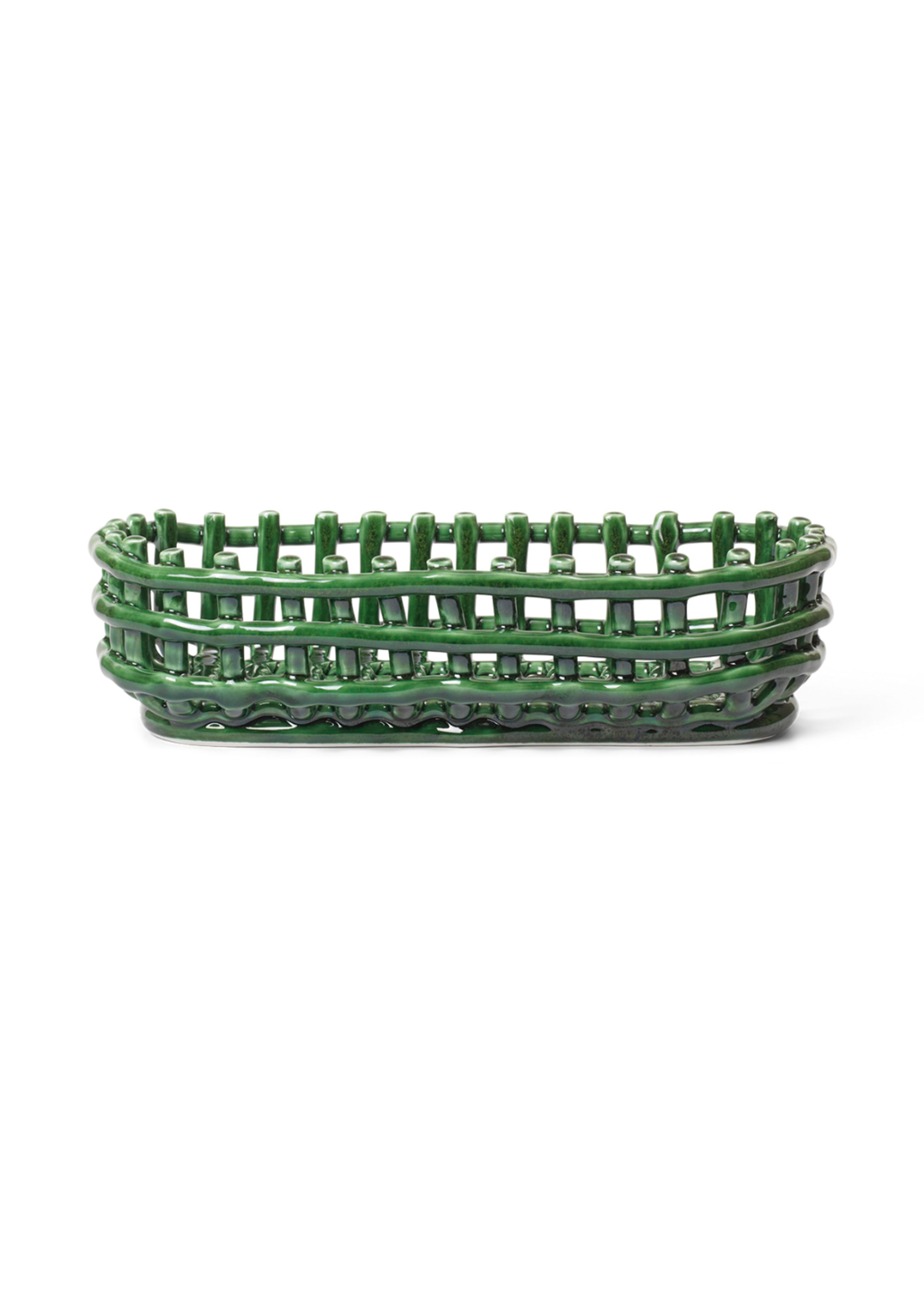 Ferm Living - Basket - Ceramic Basket - Oval - Emerald Green
