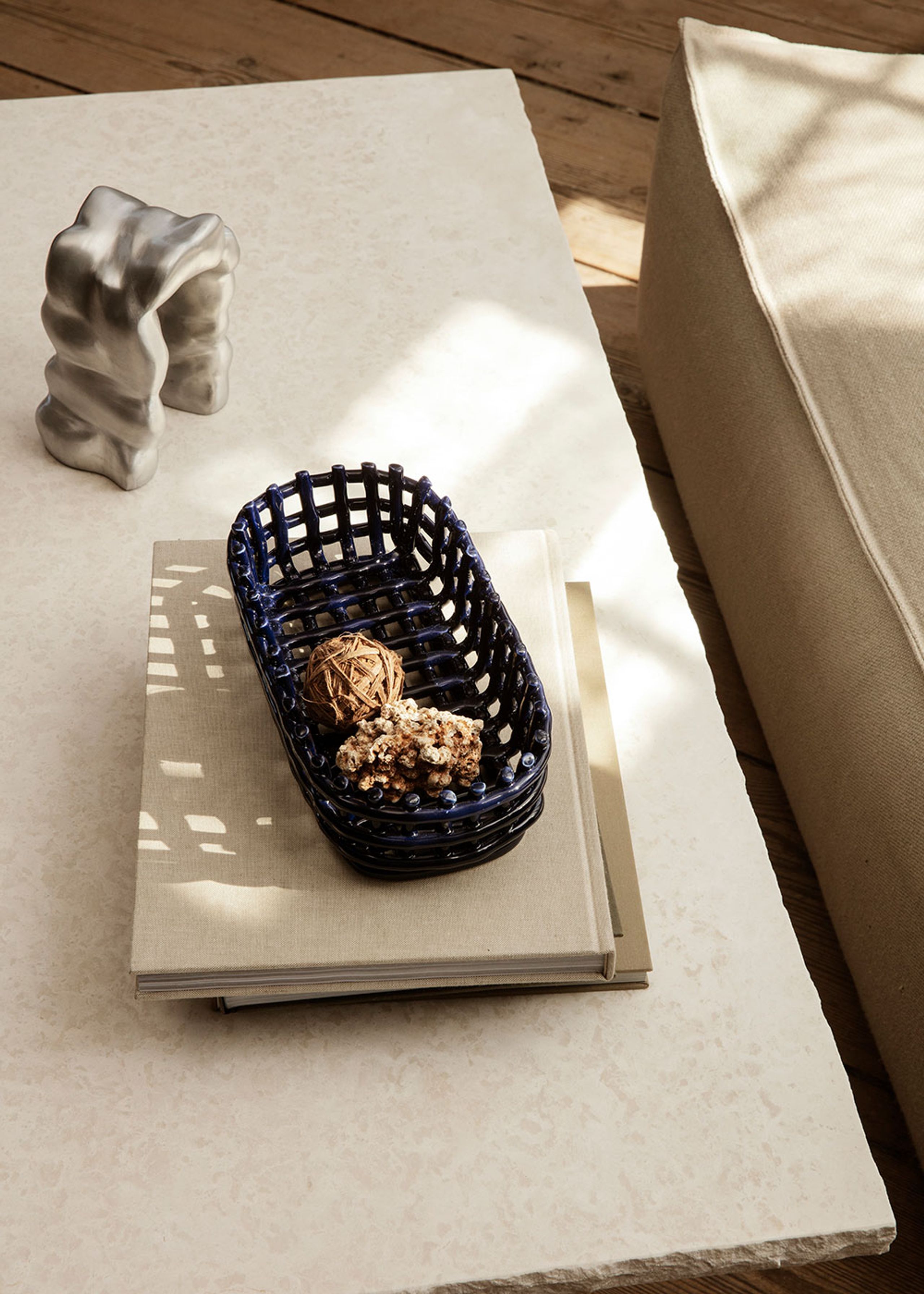 Ferm Living - - Ceramic Basket - Large - Blue