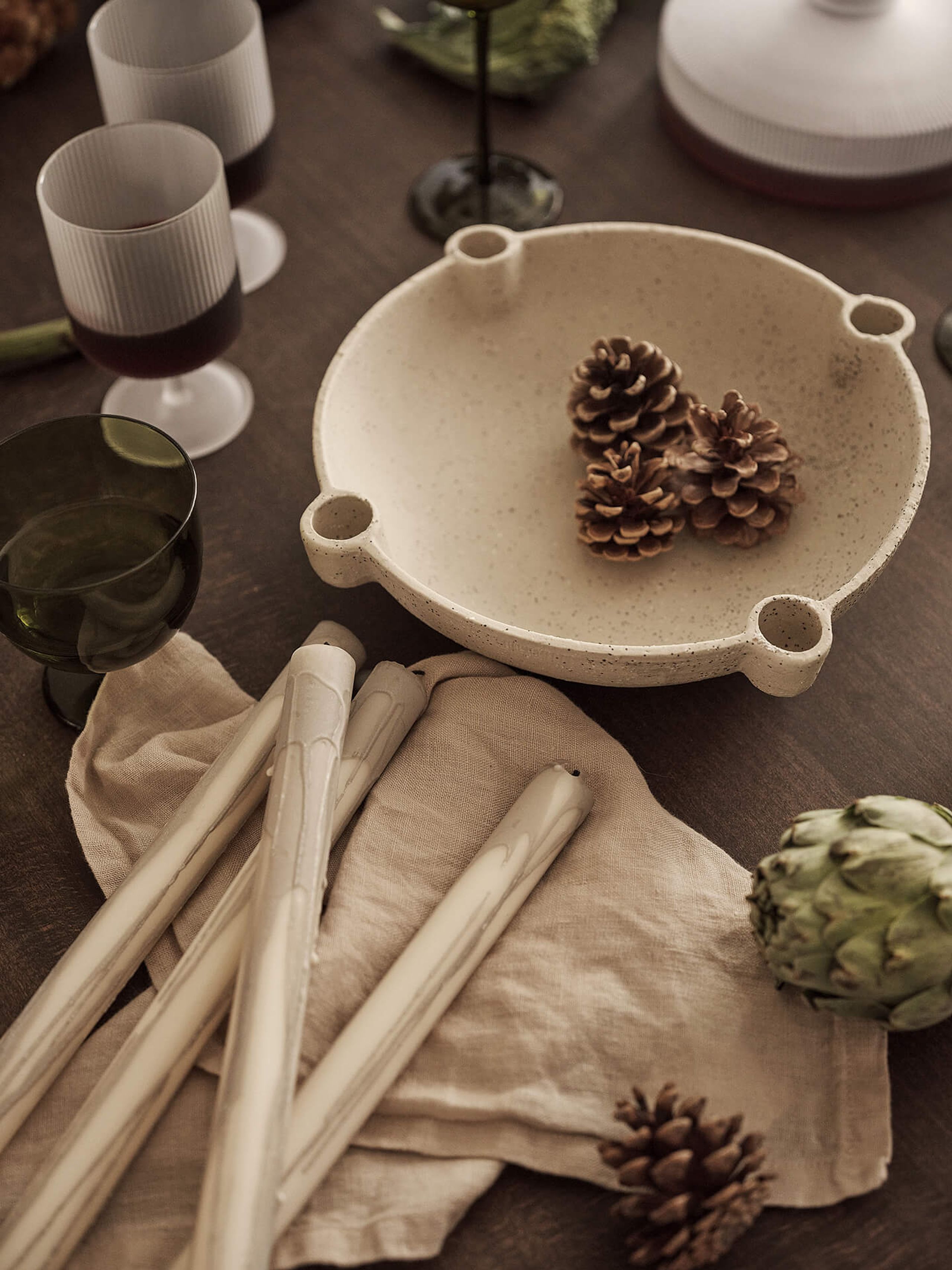 Ferm Living - Candle holder - Bowl - Light Grey