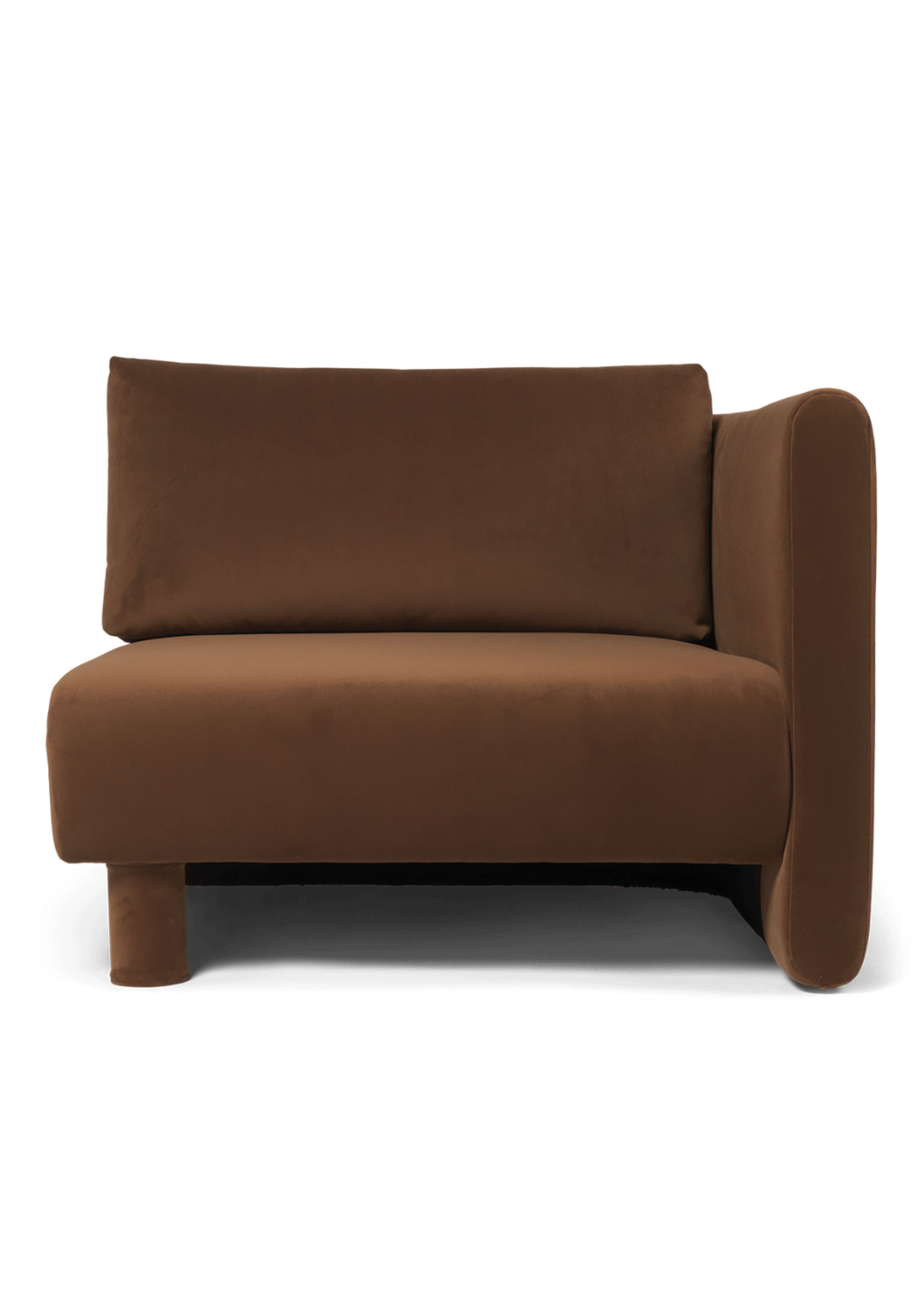 Ferm Living - Modulaarinen sohva - Dase Sofa - Armrest Right - Rich Velvet - 36 Soft Brown