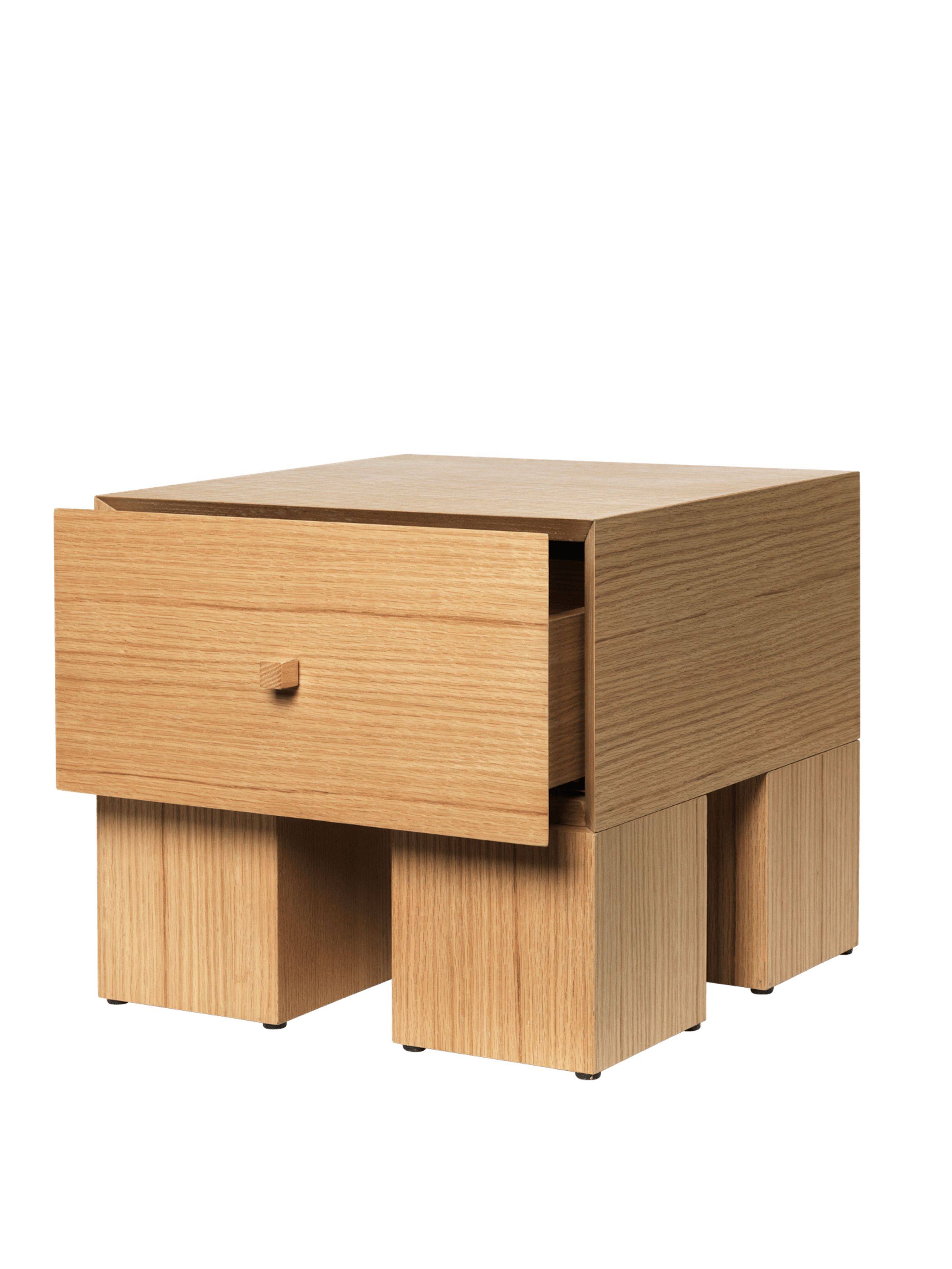 Ferm Living - Conjunto de barras - Kuben Bedside Table 1x1 - Natural Oak Veneer