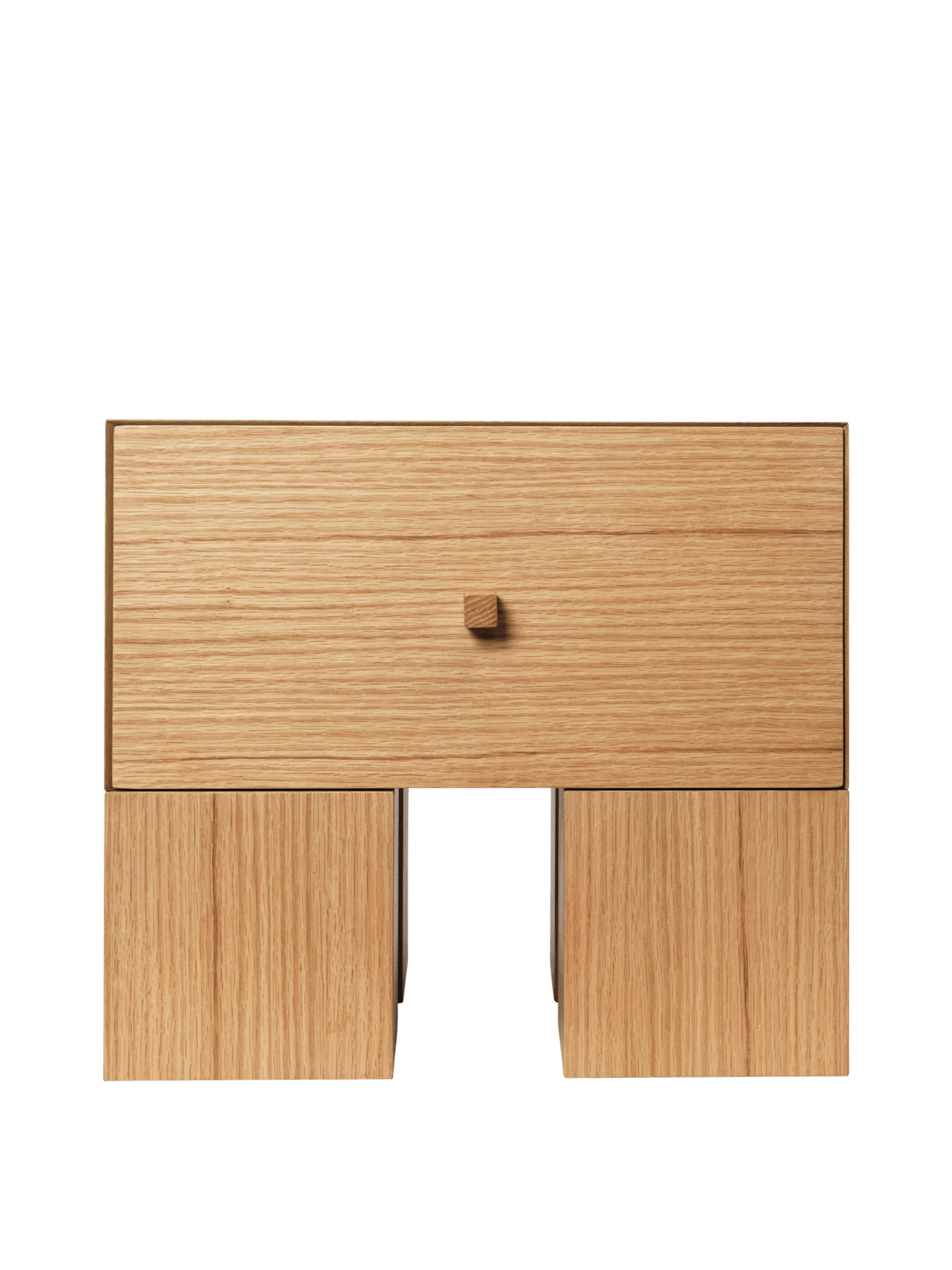 Ferm Living - Conjunto de barras - Kuben Bedside Table 1x1 - Natural Oak Veneer