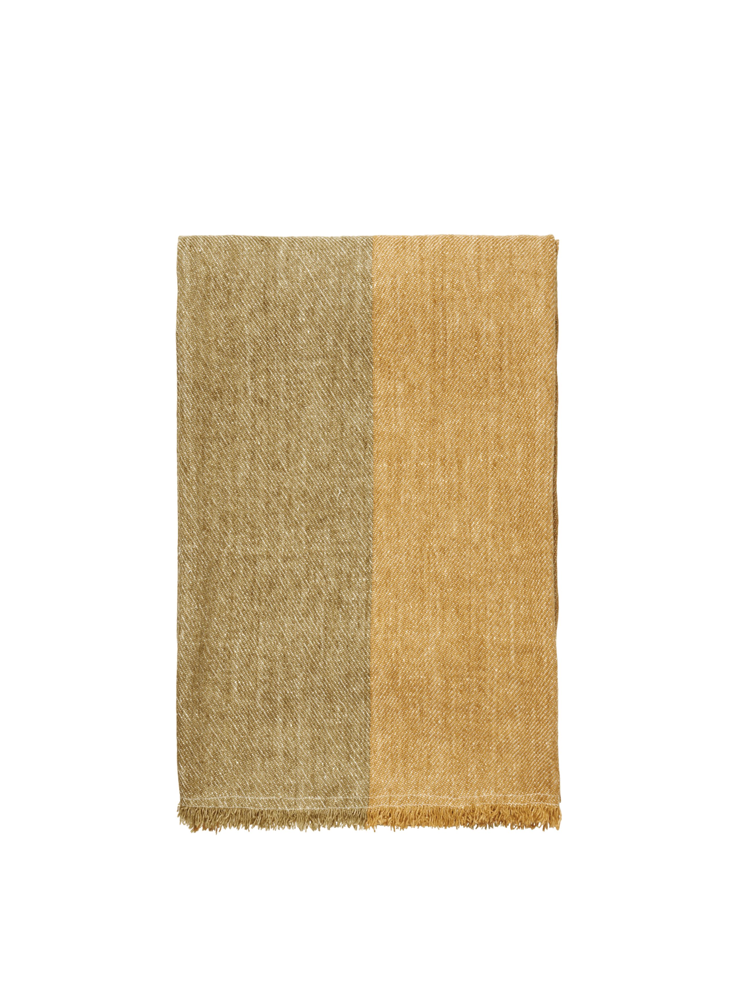 Ferm Living - Plaid - Pila Linen Throw - Khaki/Aged Gold