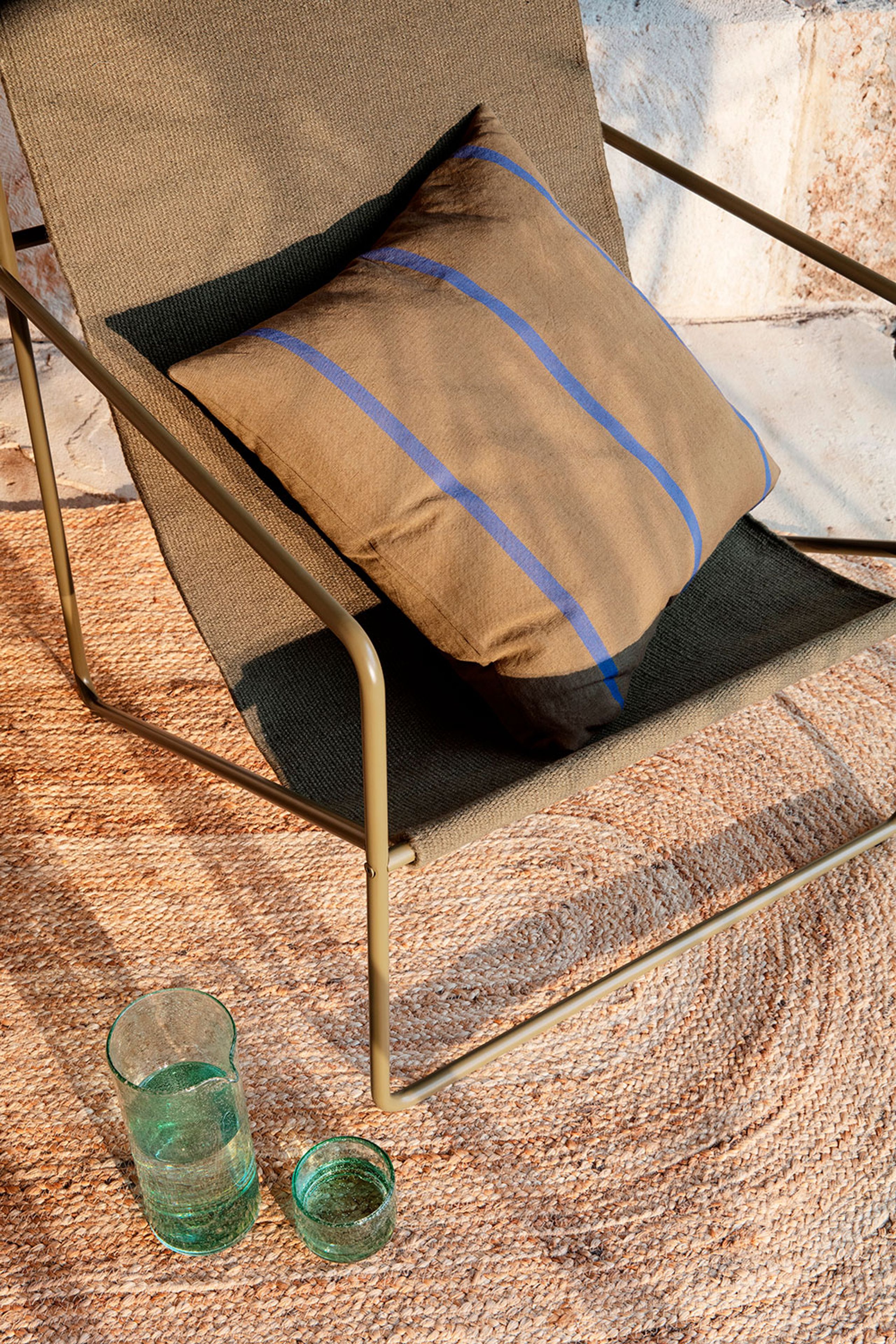 Ferm Living - Pude - Grand Cushion - Olive/Bright Blue