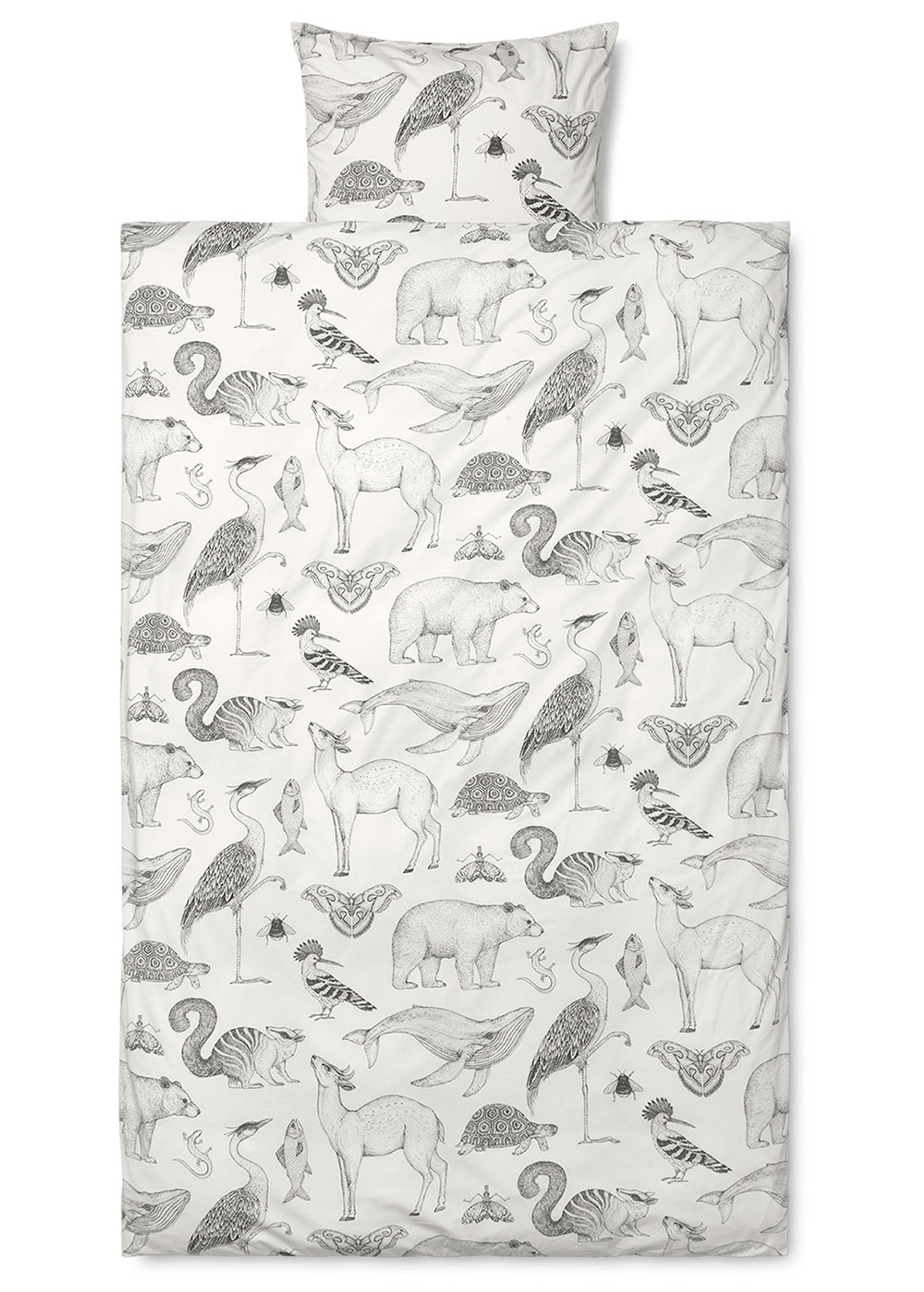 Ferm Living - Sengesæt - Katie Scott Sengetøj - Off-white / Graphic