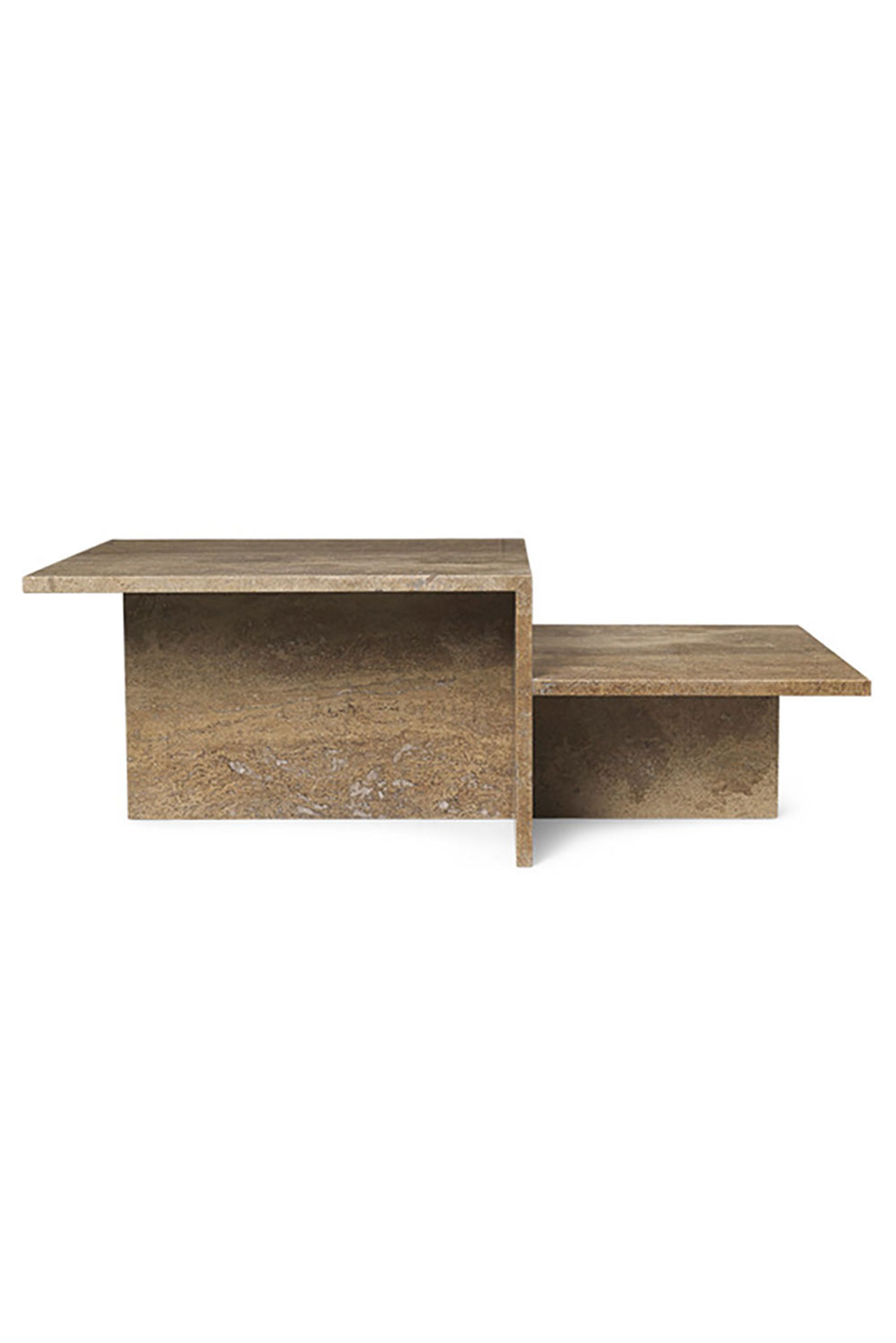 Ferm Living - Mesa de centro - Distinct Side Table - Dark Brown Travertine - Large