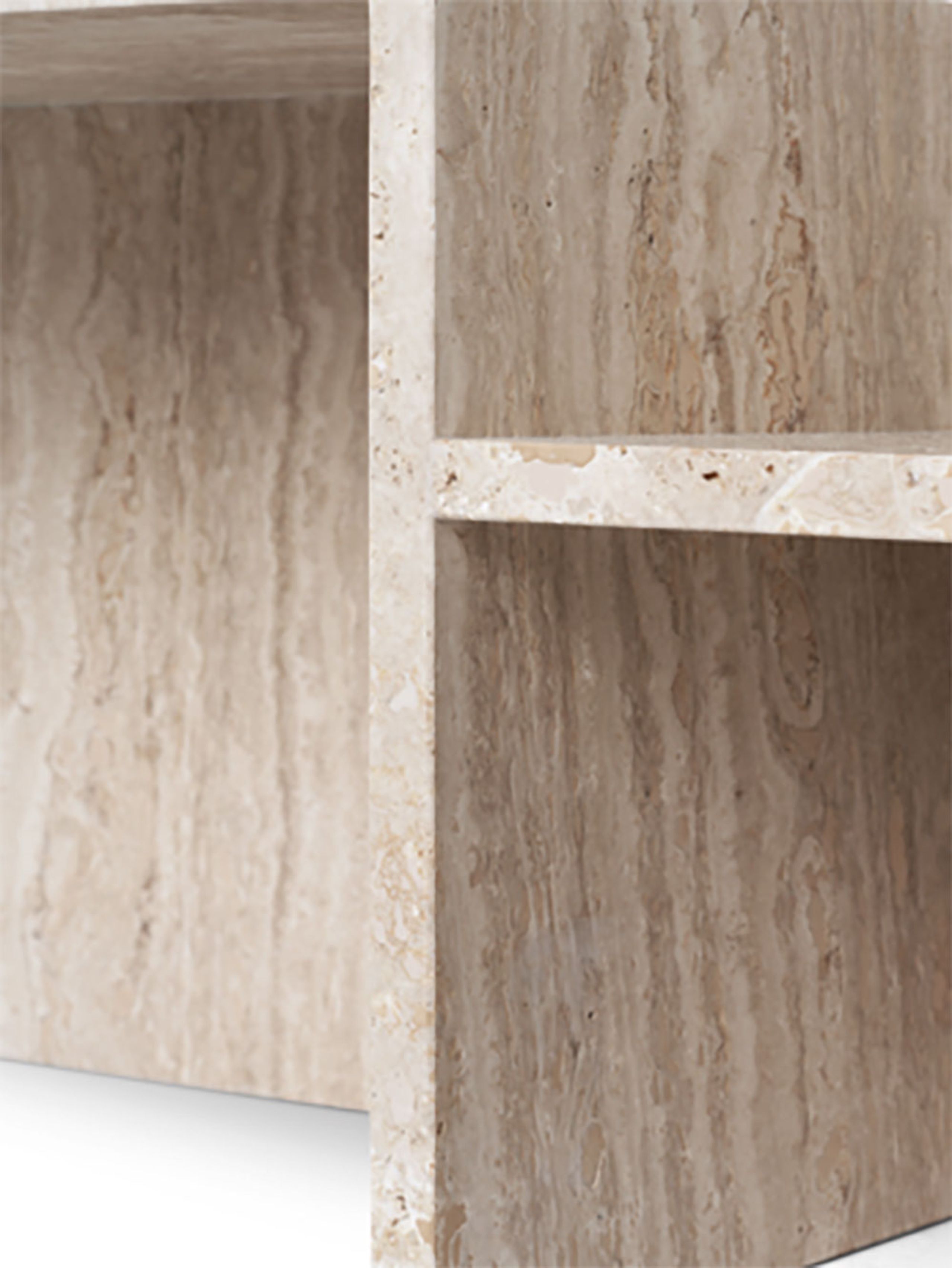 Ferm Living - Mesa de centro - Distinct Side Table - Dark Brown Travertine - Large