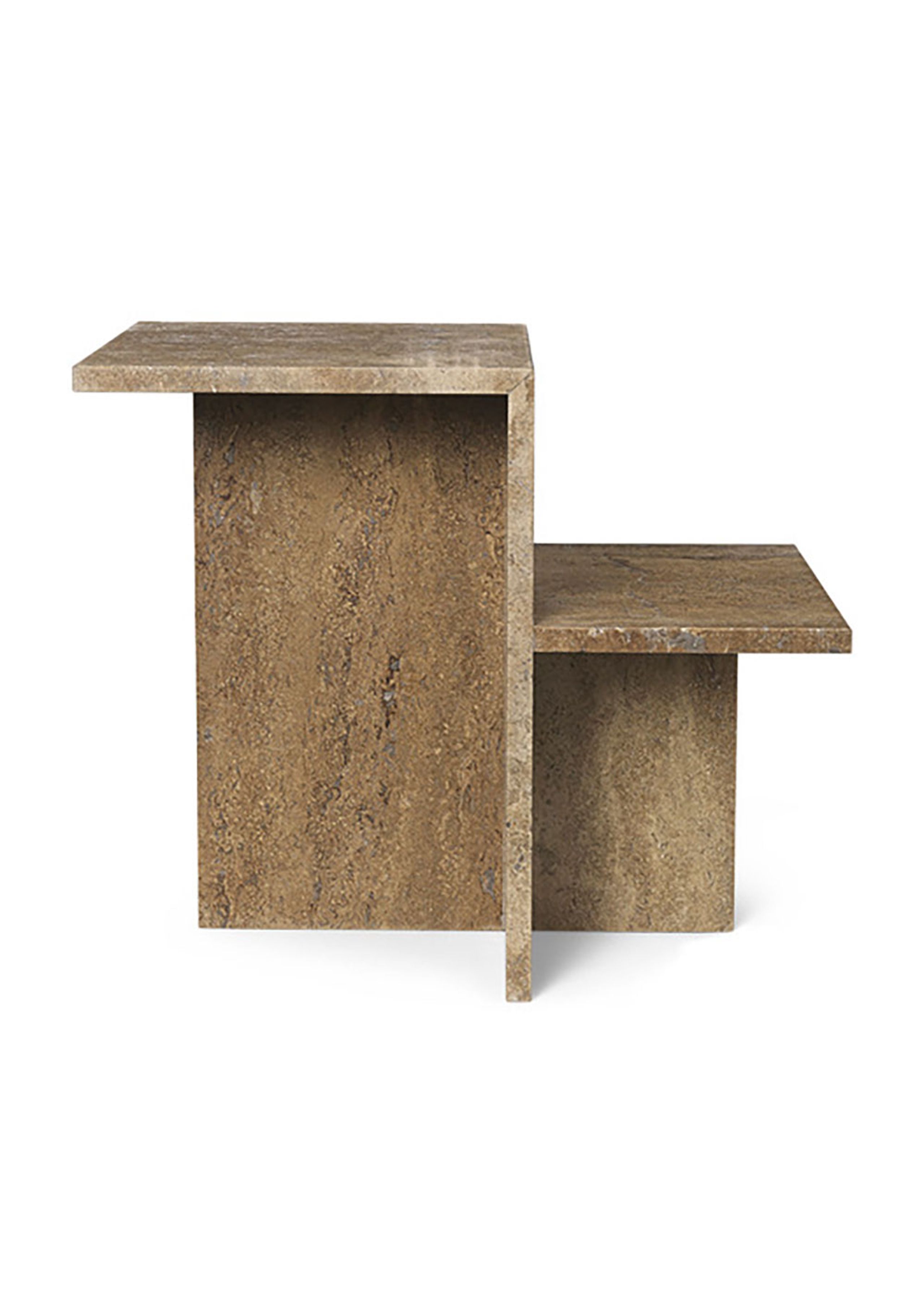 Ferm Living - Coffee table - Distinct Side Table - Dark Brown Travertine - Small