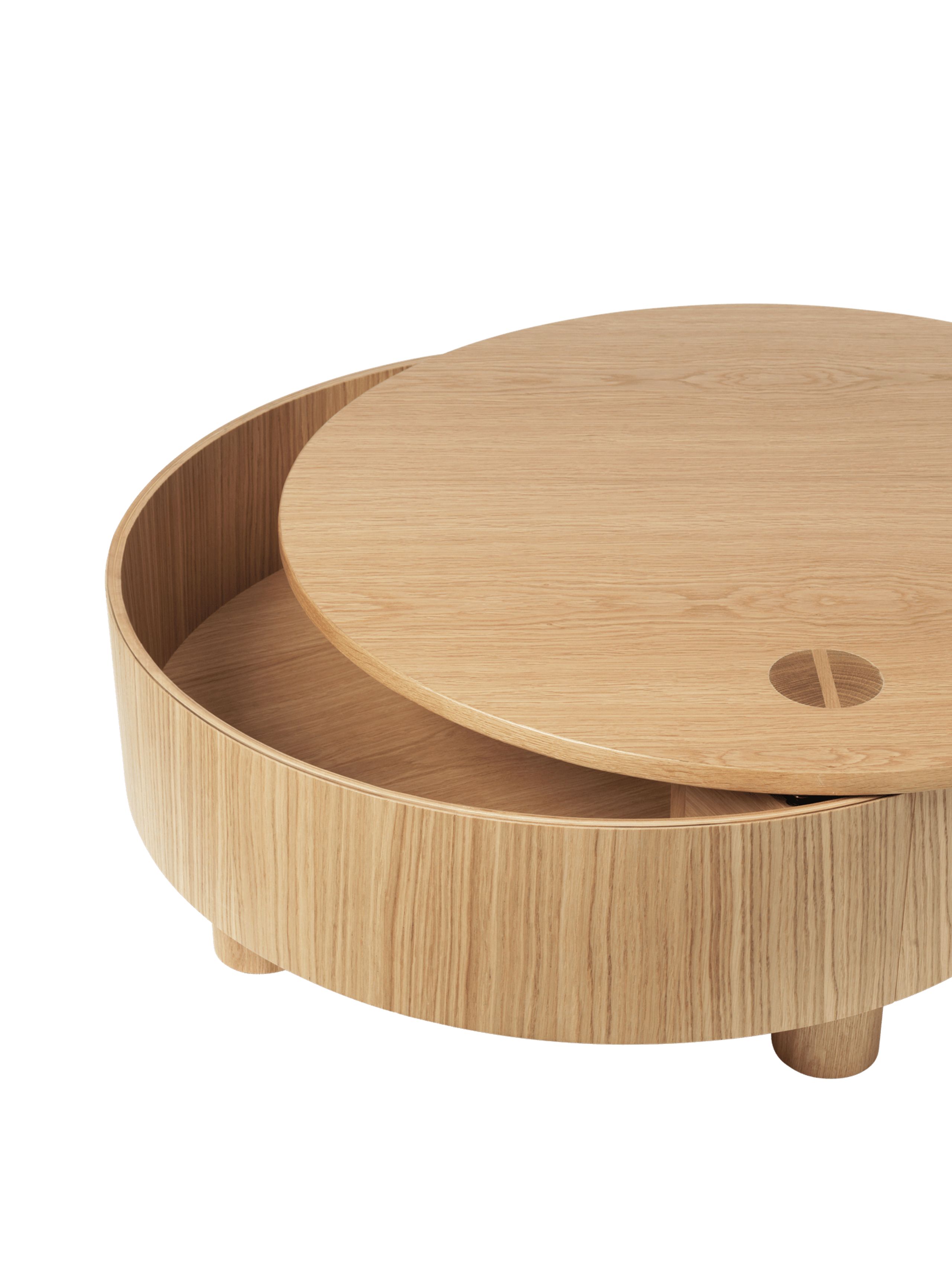 Ferm Living - Coffee Table - Olles Storage Table - Ø80 - Natural Oak Veneer