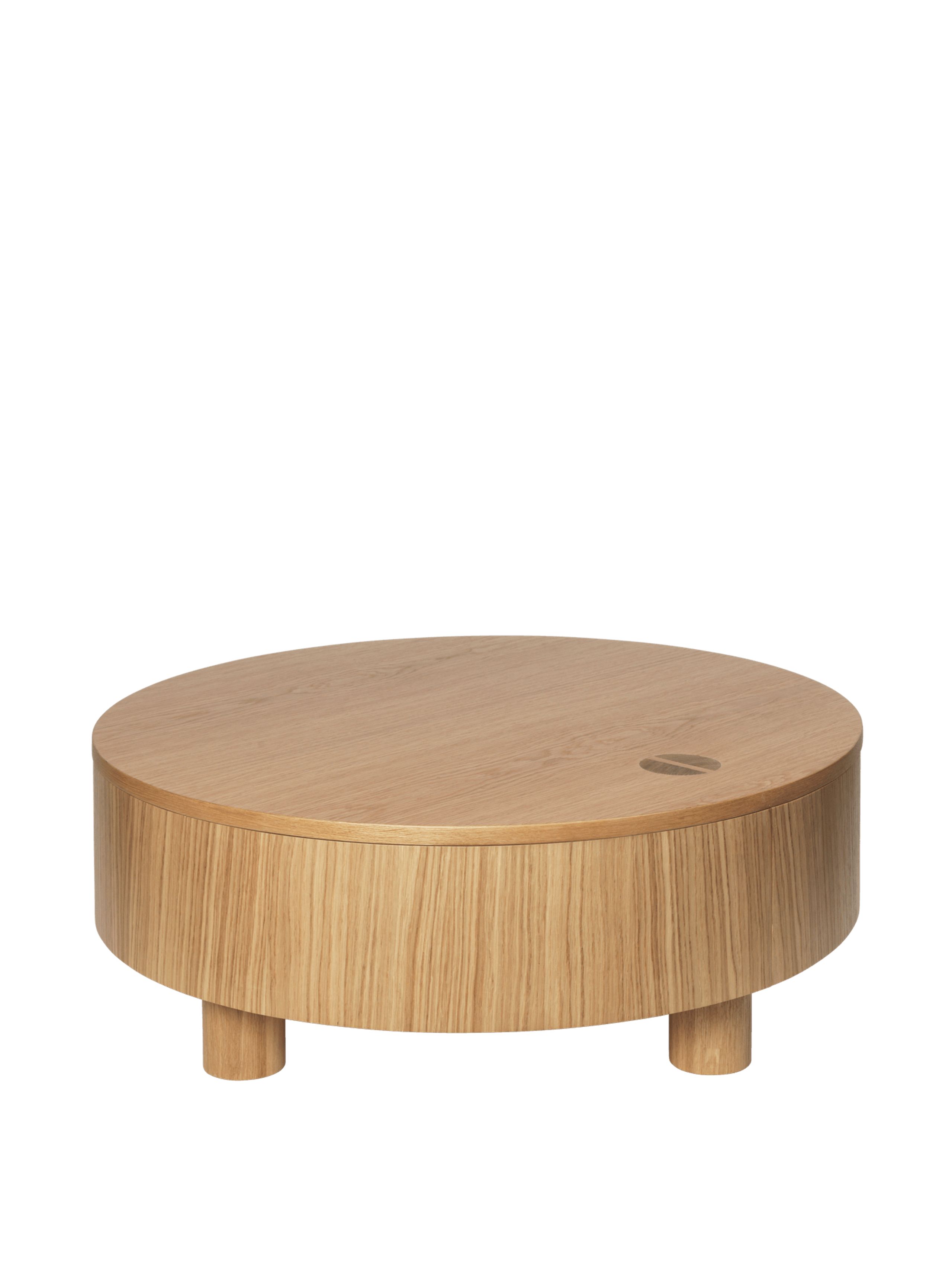 Ferm Living - Coffee Table - Olles Storage Table - Ø80 - Natural Oak Veneer