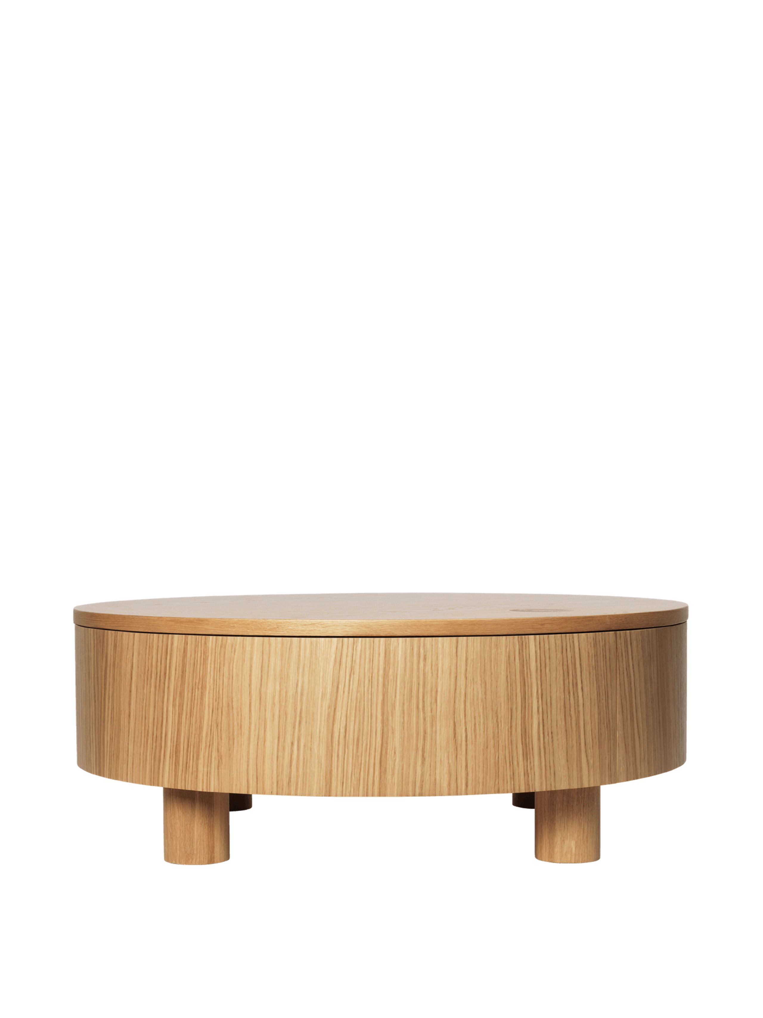 Ferm Living - Coffee Table - Olles Storage Table - Ø80 - Natural Oak Veneer