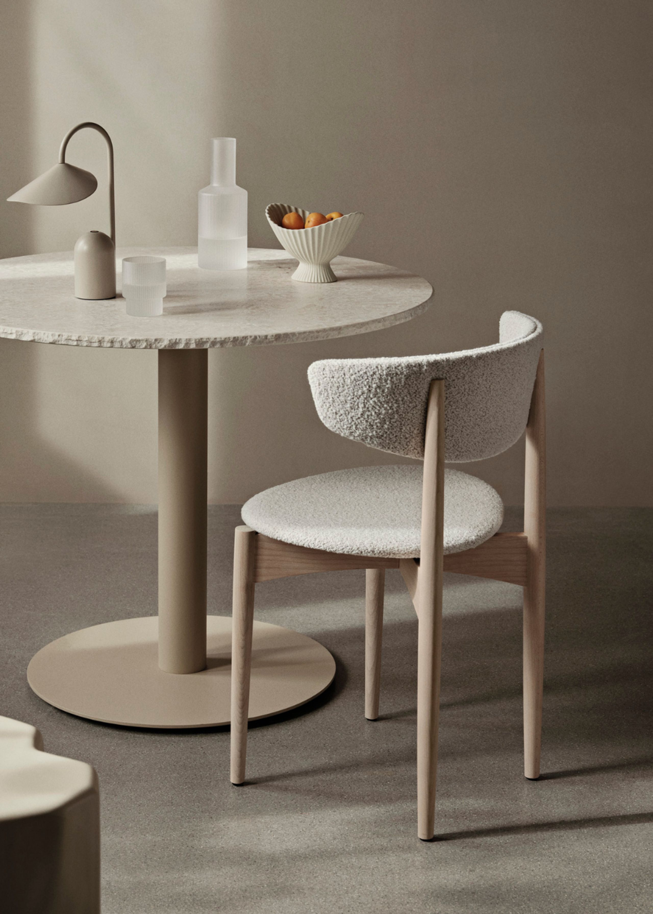 Ferm Living - - Herman Dining Chair - Wooden Frame - Upholstery seat - Beech/Off-white