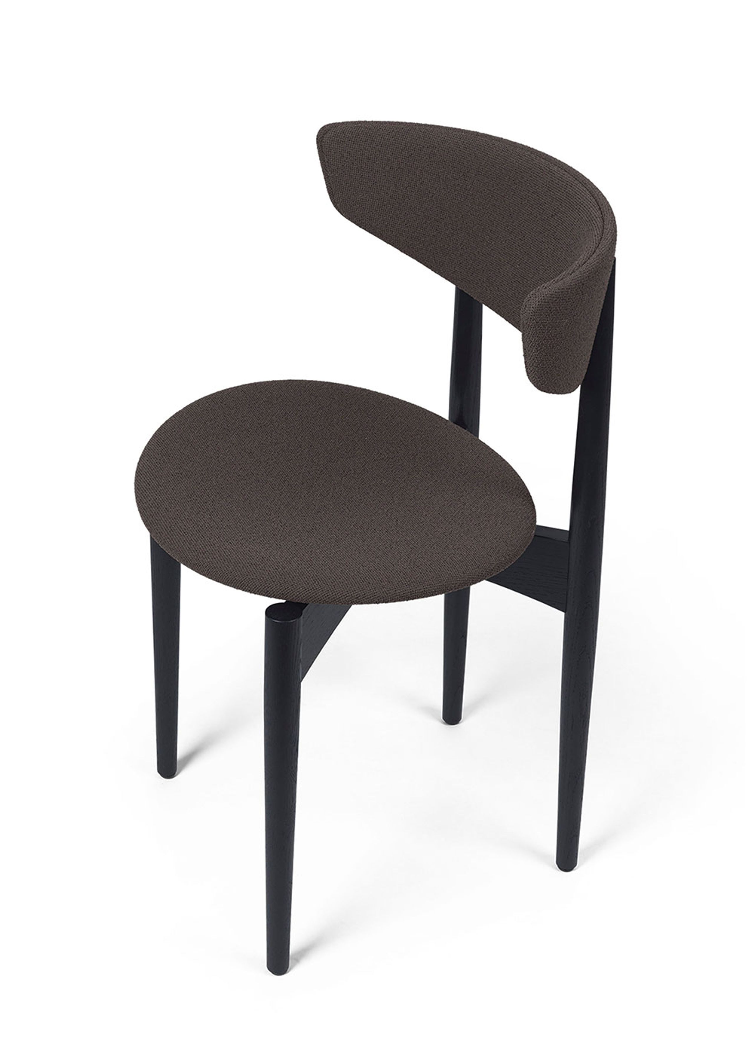 Ferm Living - - Herman Dining Chair - Wooden Frame - Full Upholstery - Black Oak - Grain - Chocolate