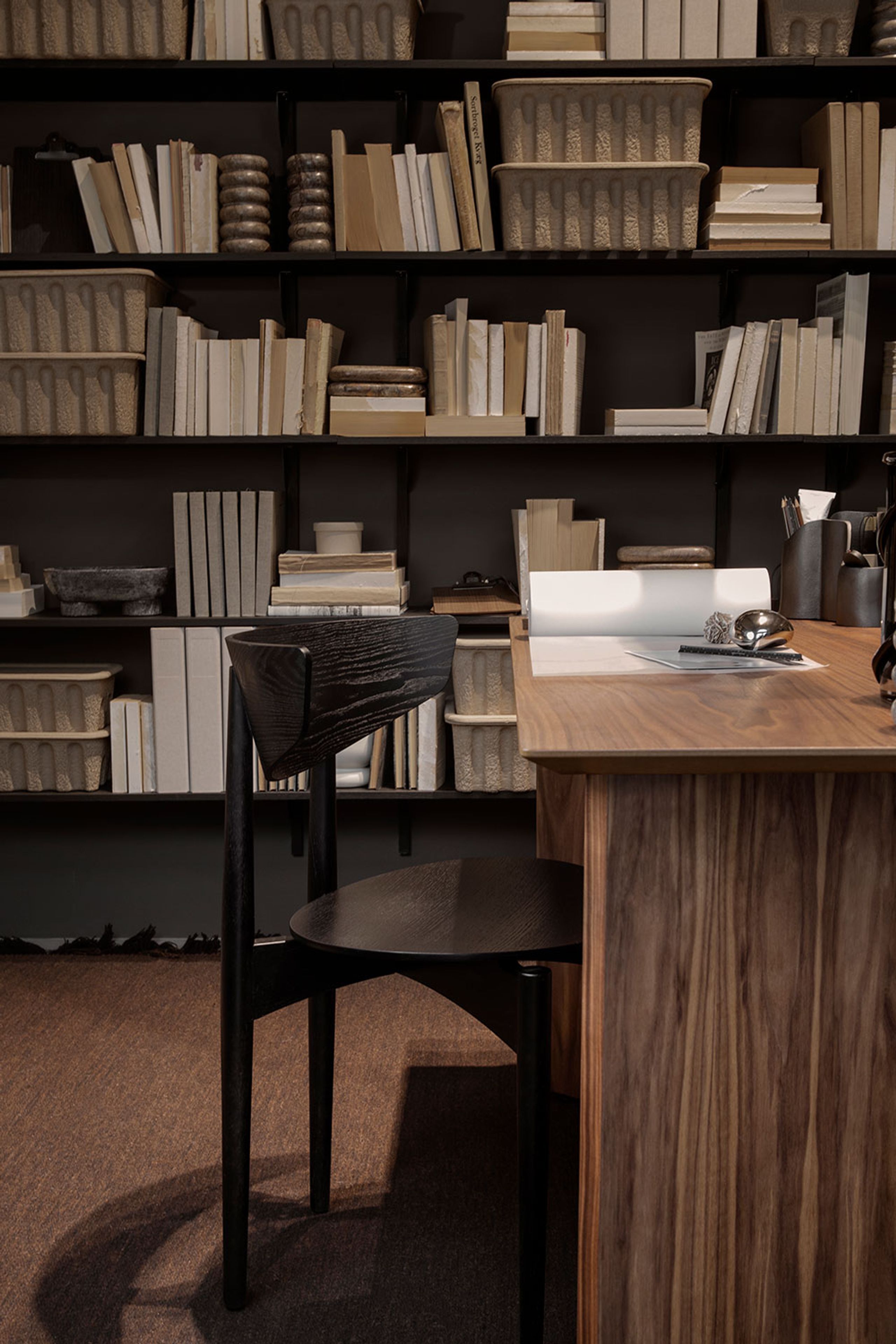 Ferm Living - - Herman Dining Chair - Wooden Frame - Full Upholstery - Black Oak - Grain - Chocolate