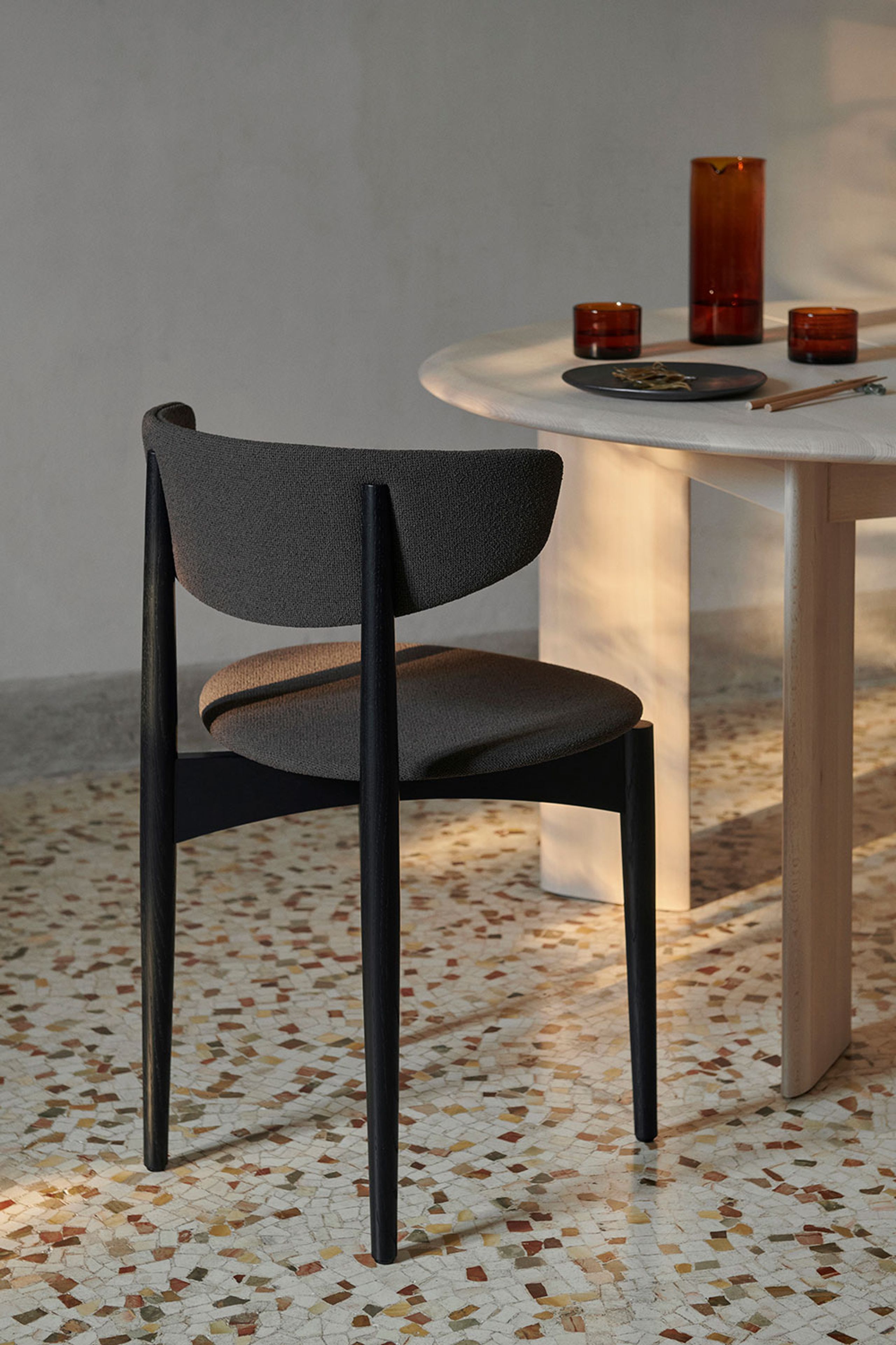 Ferm Living - - Herman Dining Chair - Wooden Frame - Full Upholstery - Black Oak - Grain - Chocolate