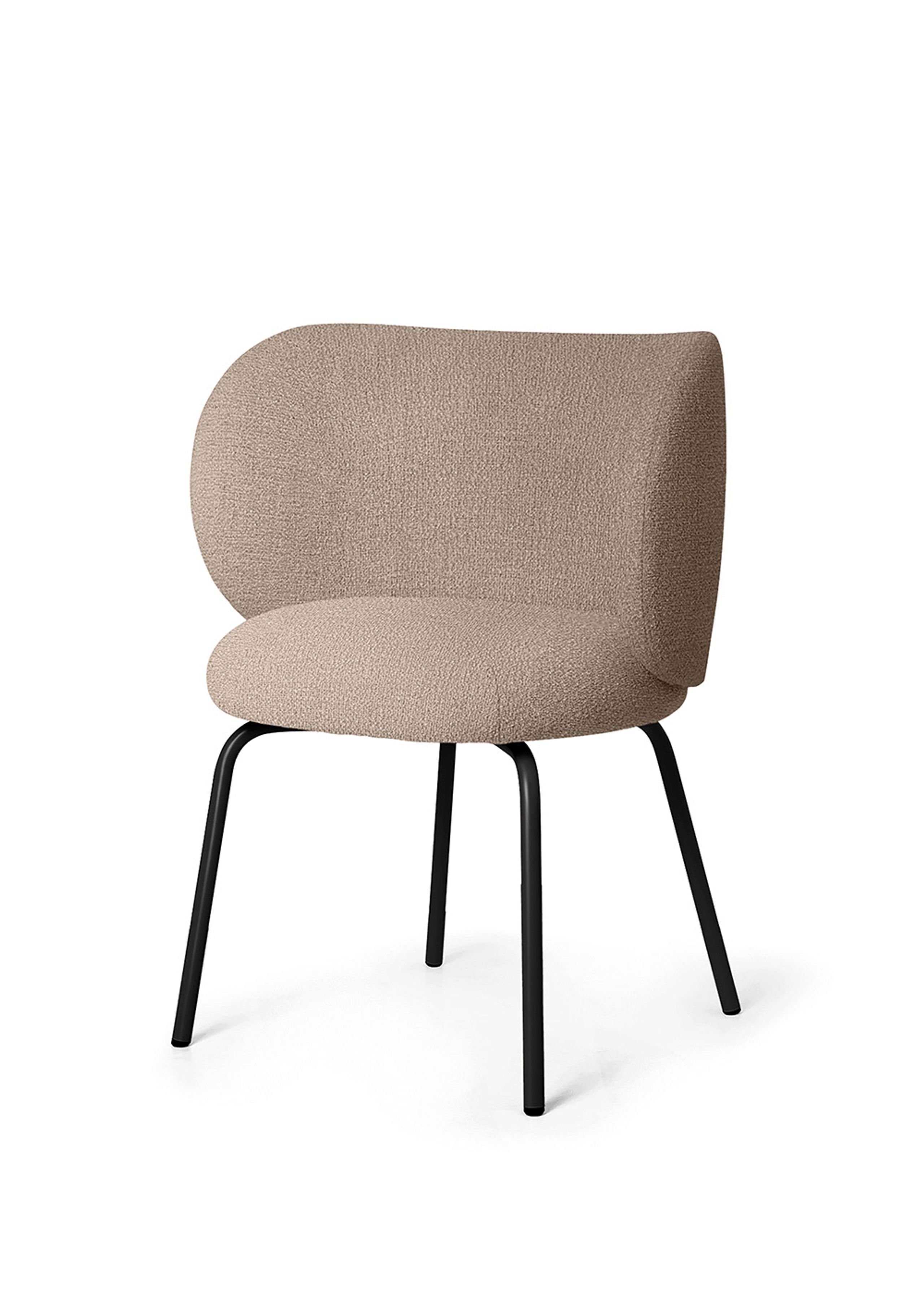 Ferm Living - Dining chair - Rico Dining Chair - Black / Bouclé - Sand
