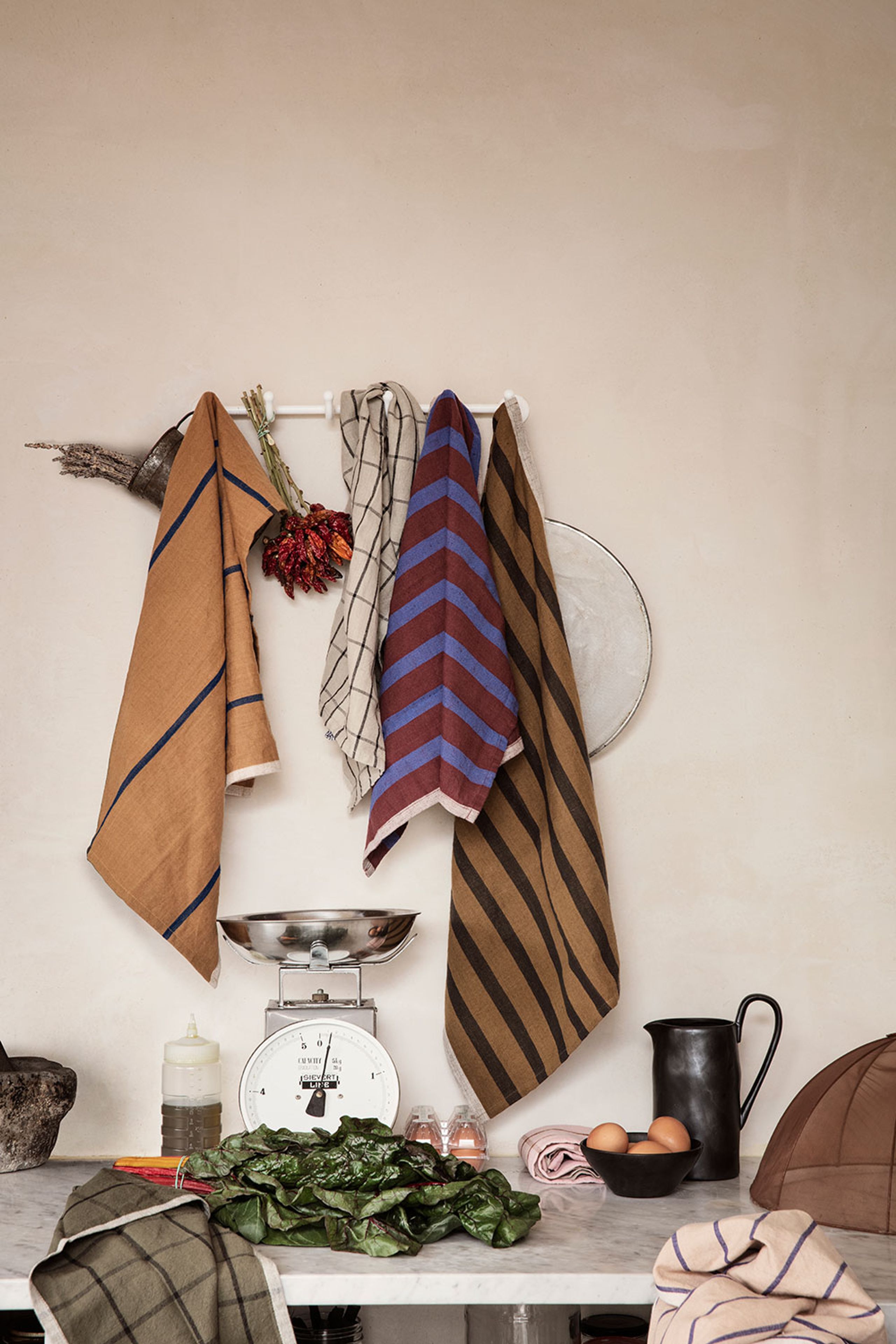 Ferm Living - Geschirrtuch - Hale Tea Towel - Sand/Black